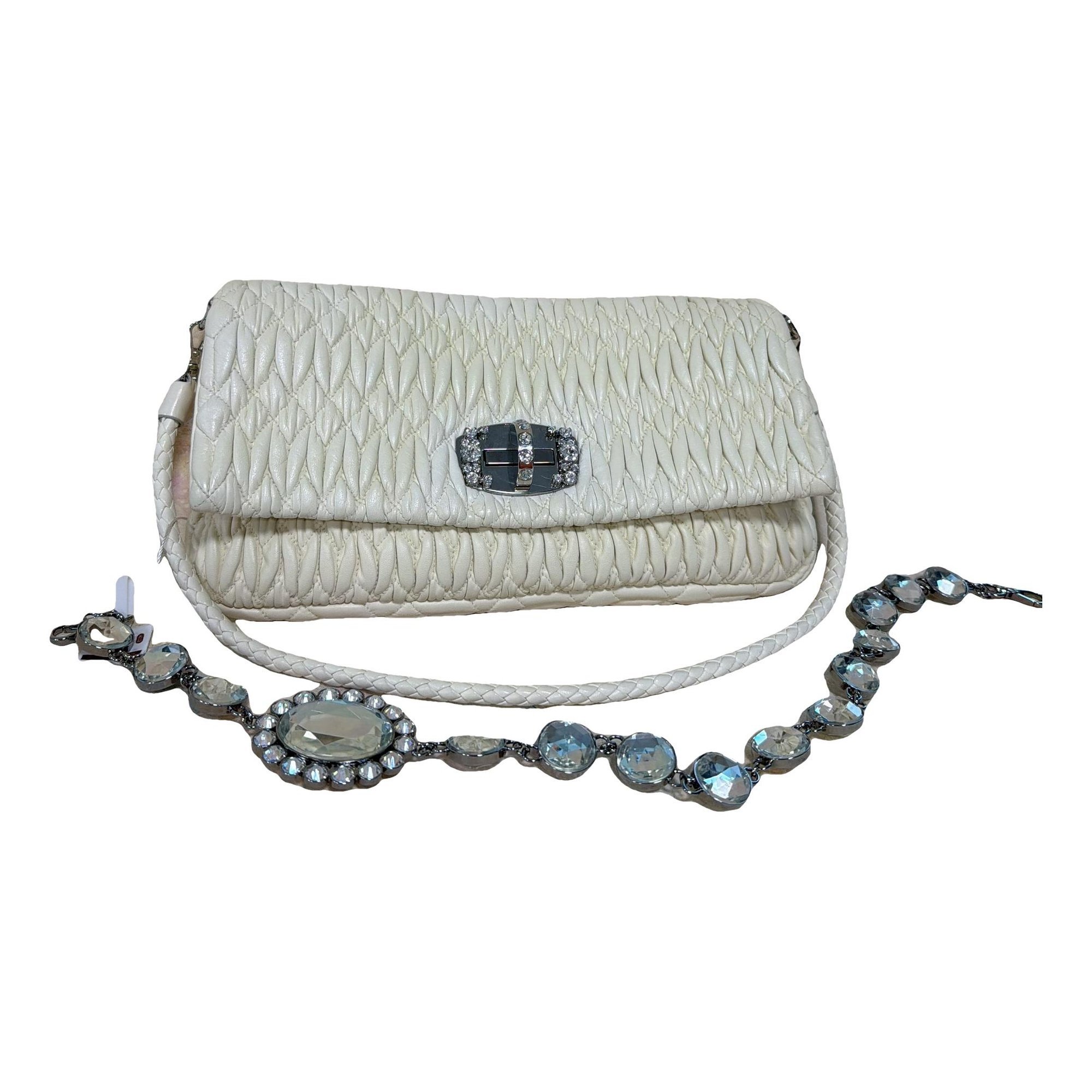 Miu Crystal leather handbag