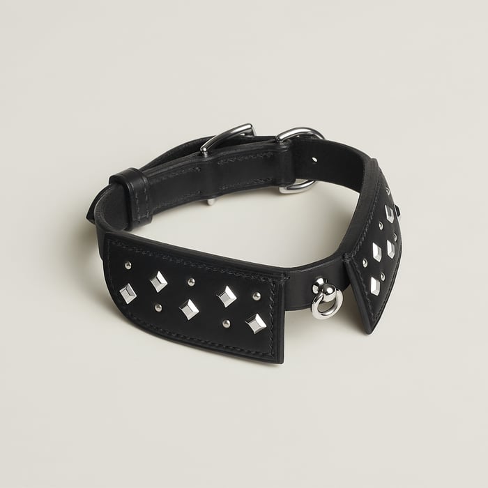 Noir Black Tie Dog Collar, Xs and S