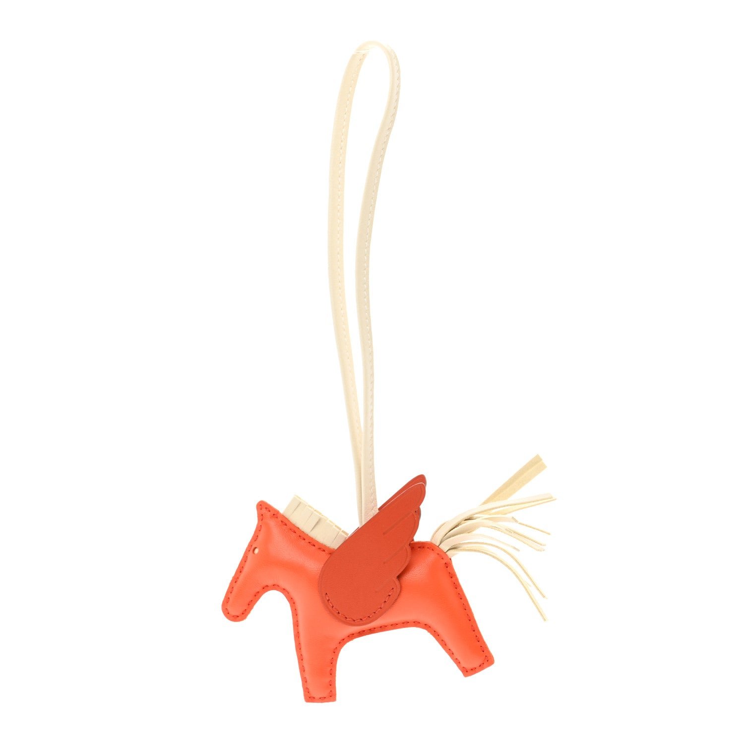 Hermes Milo Lambskin Grigri Rodeo Pegase Horse Bag Charm PM Orange Poppy Craie Terre Battue