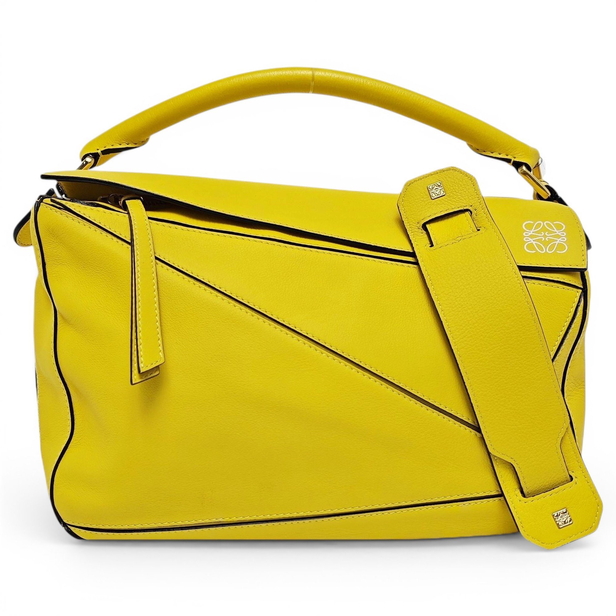 Puzzle leather handbag