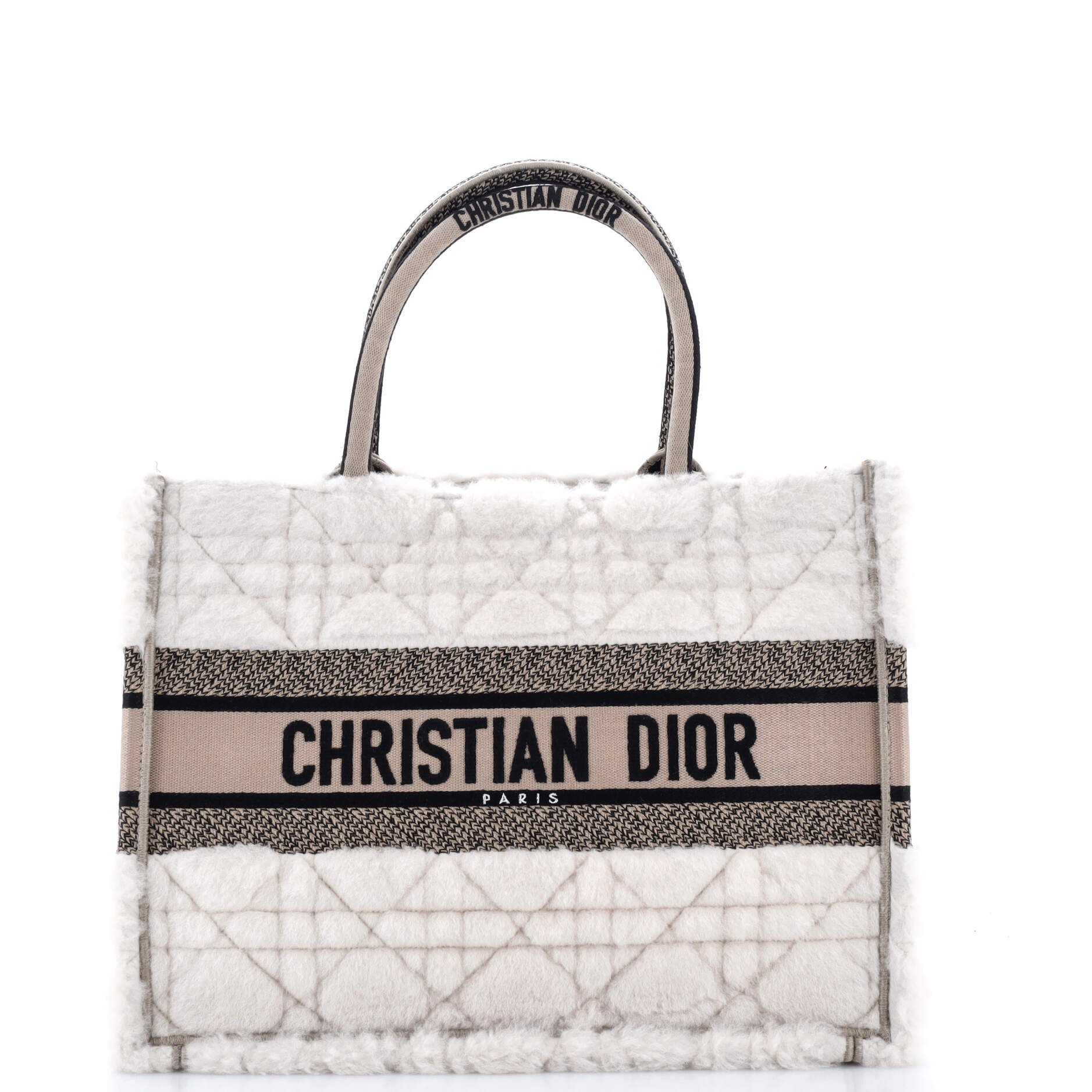 Dior Book Tote Cannage Quilt Shearling Medium