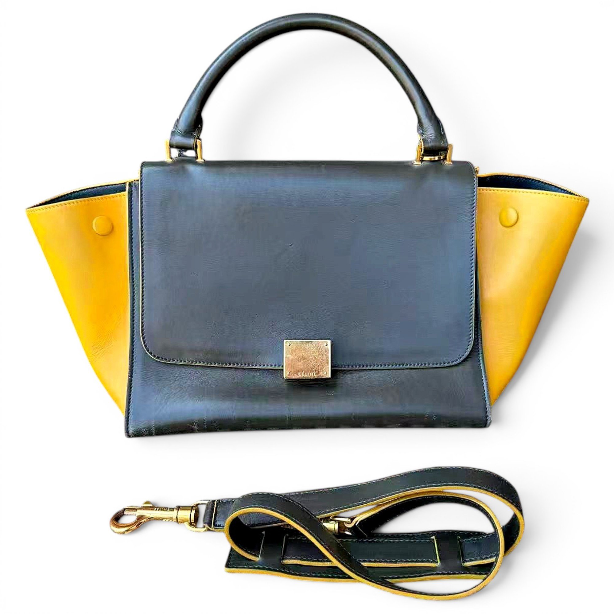 Trapèze leather handbag
