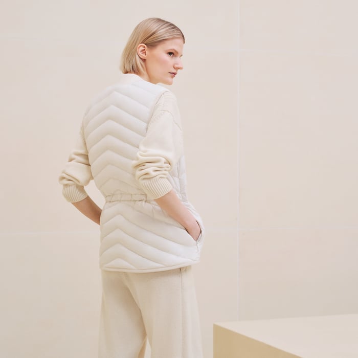 Blanc Nacre Long Quilted Vest