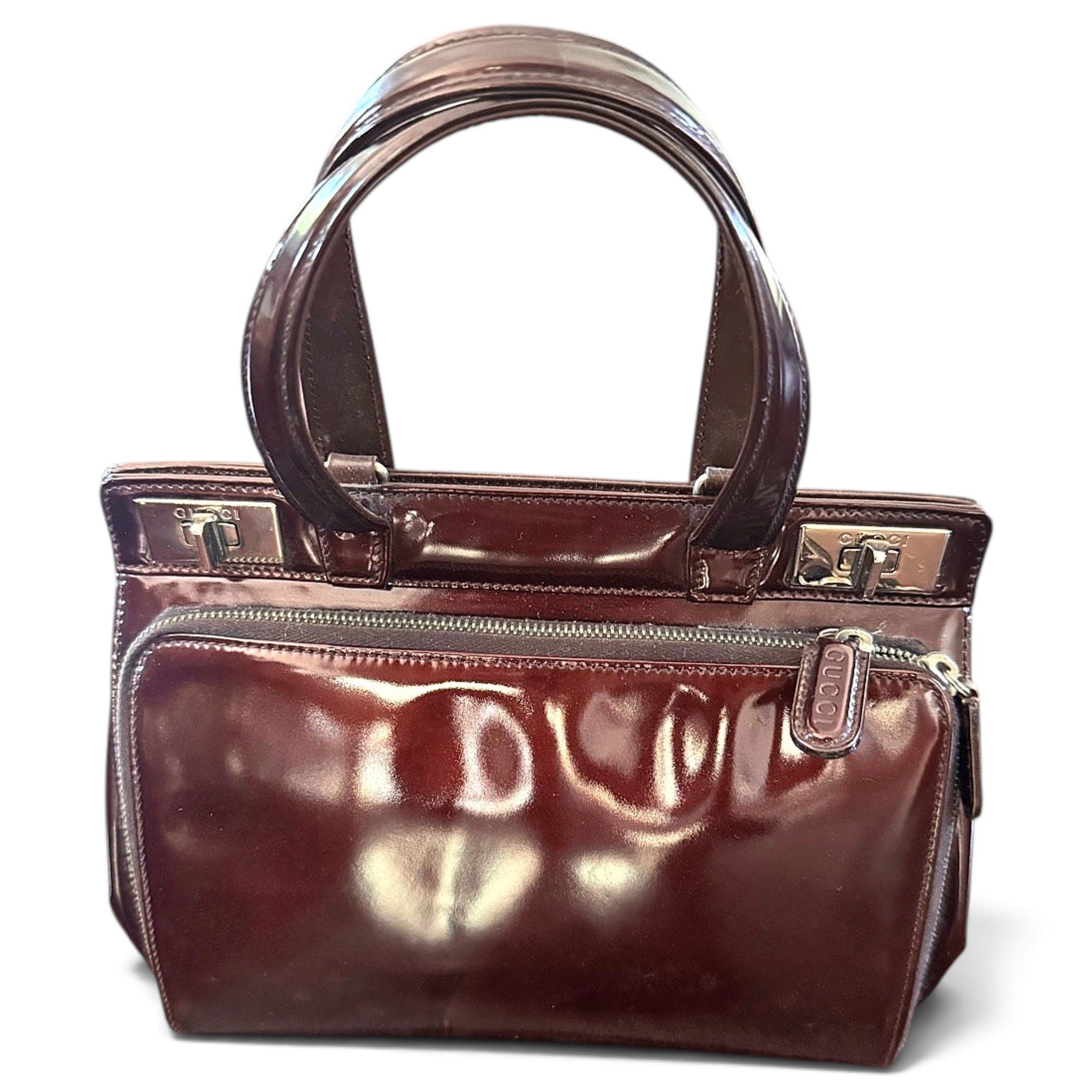 Patent leather handbag