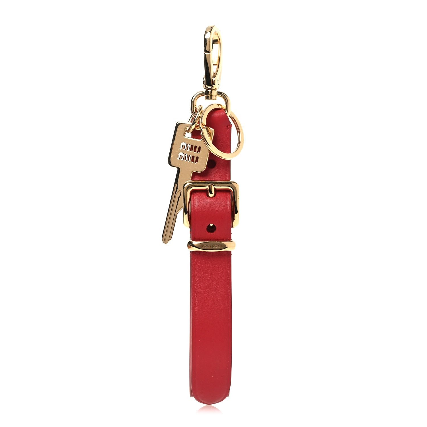 Miu Miu Calfskin Trick Key Ring Bag Charm Red
