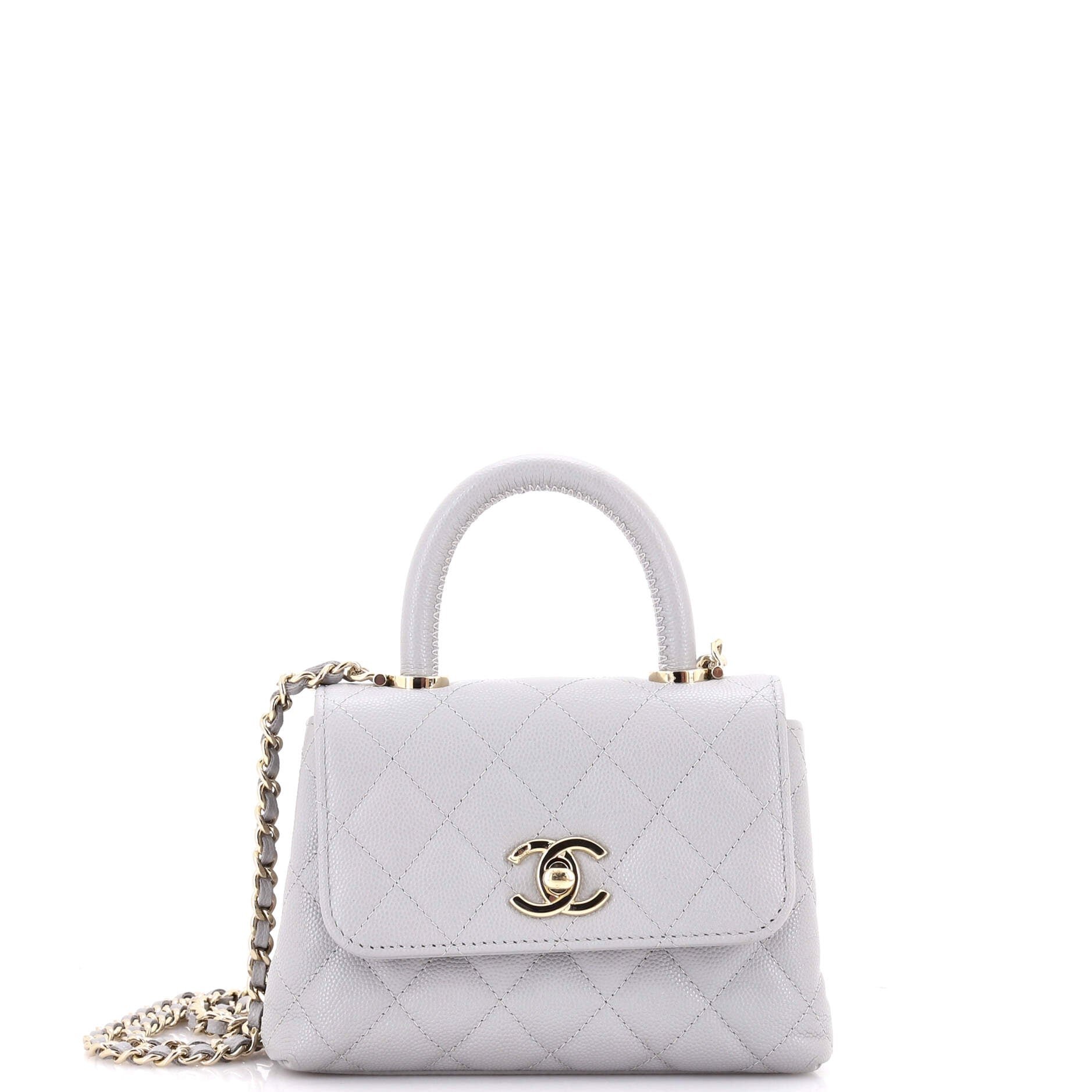 Coco Top Handle Clutch with Chain Quilted Caviar Mini