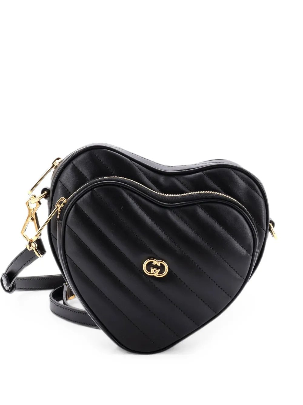 Interlocking G Heart Diagonal Quilted Leather Mini shoulder bag
