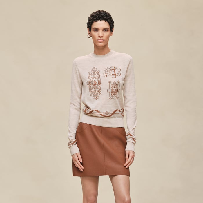 Beige Naturel "Ferronnerie" Long-sleeve Sweater