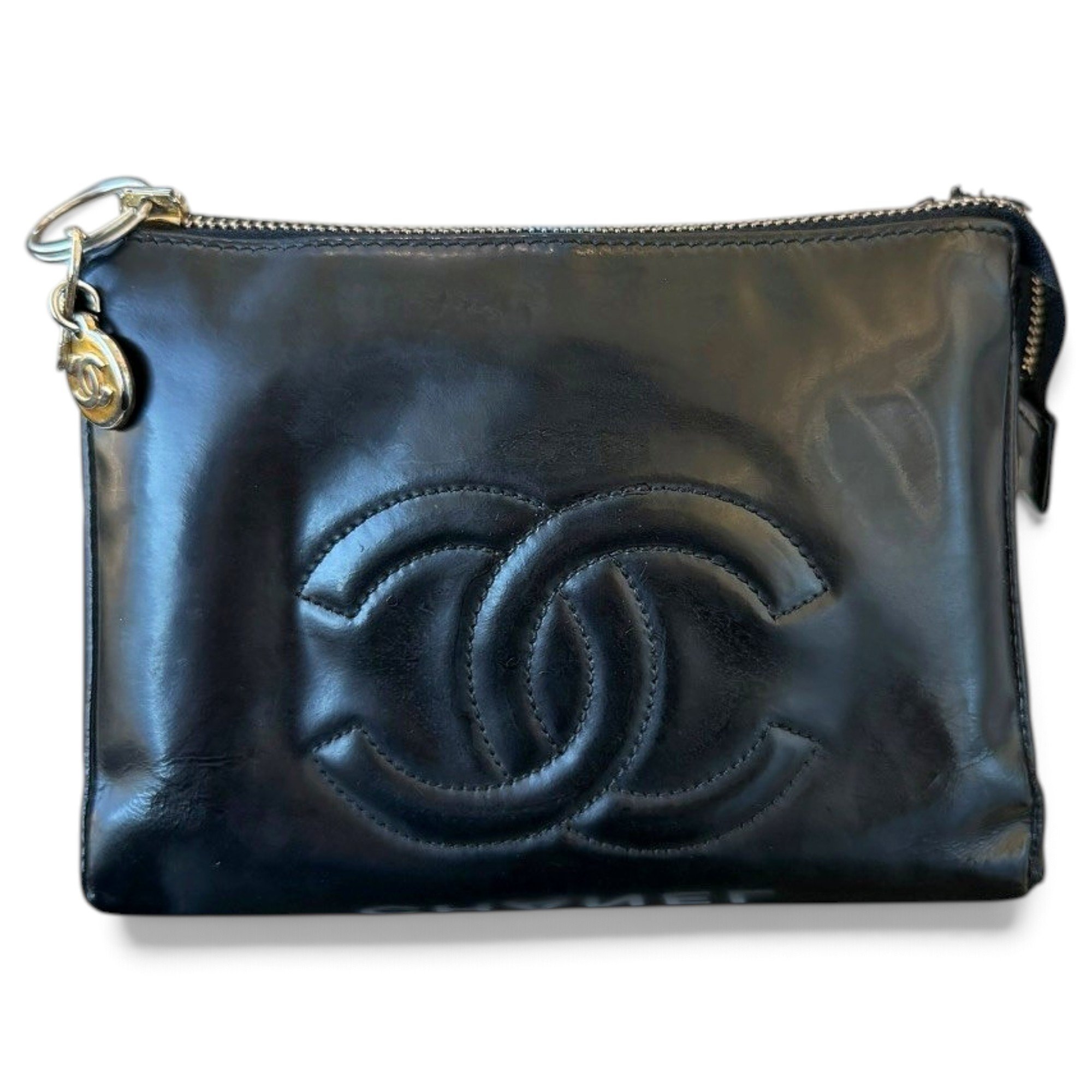 Patent leather clutch bag