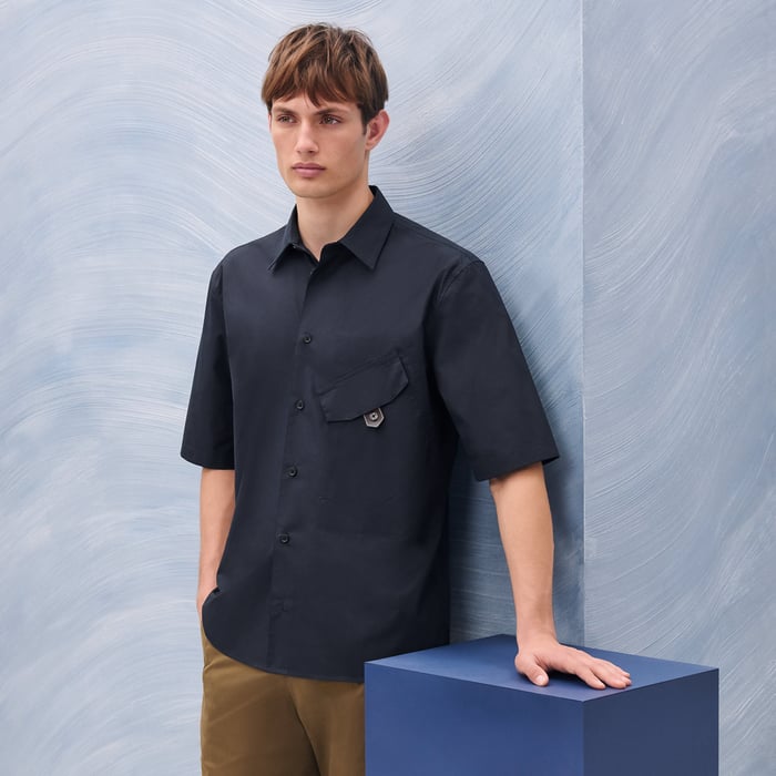 Marine Short-sleeve Straight Cut Shirt