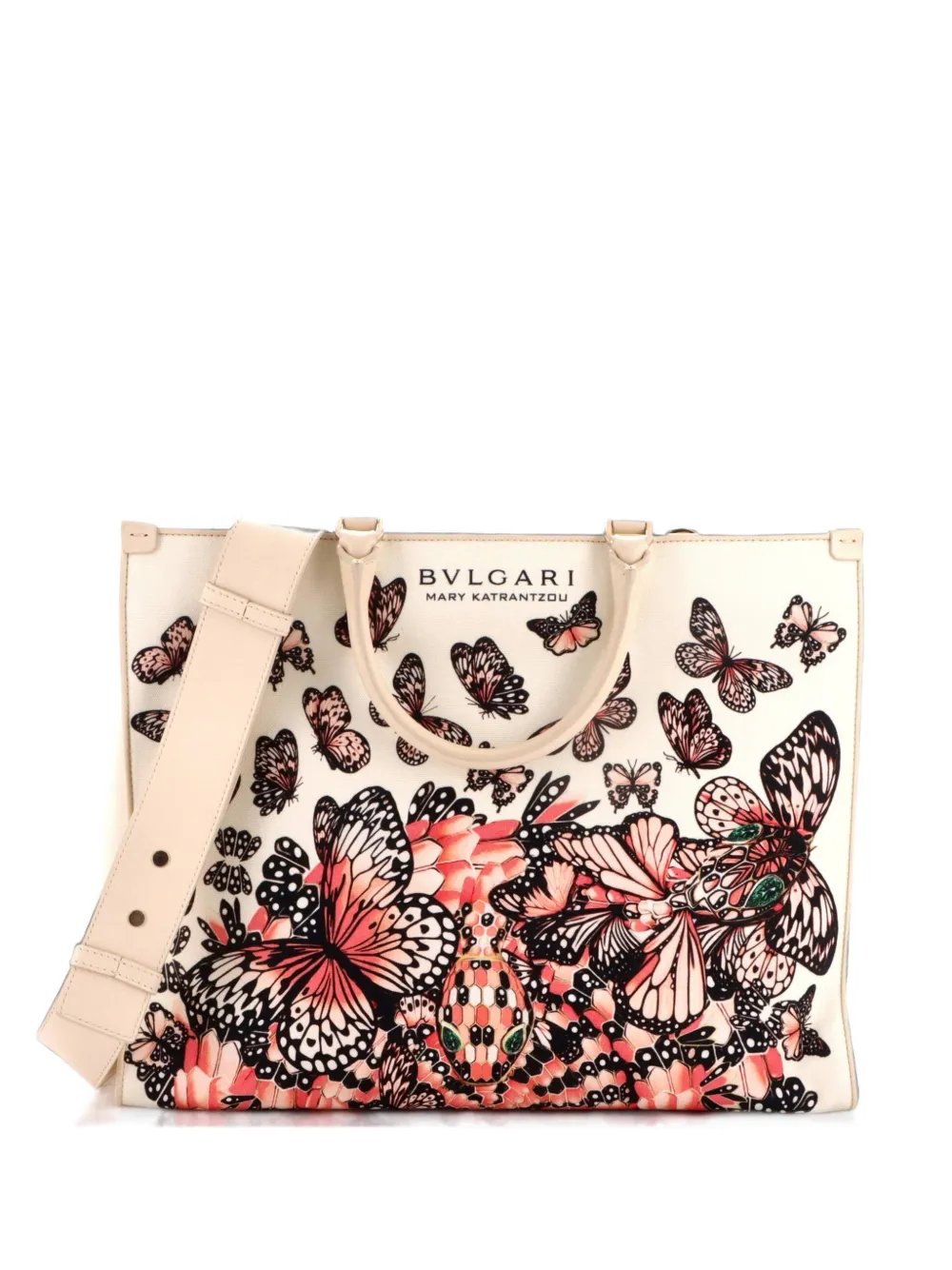 Bvlgari Convertible Shopping Printed Canvas and Leather Medium tote bag