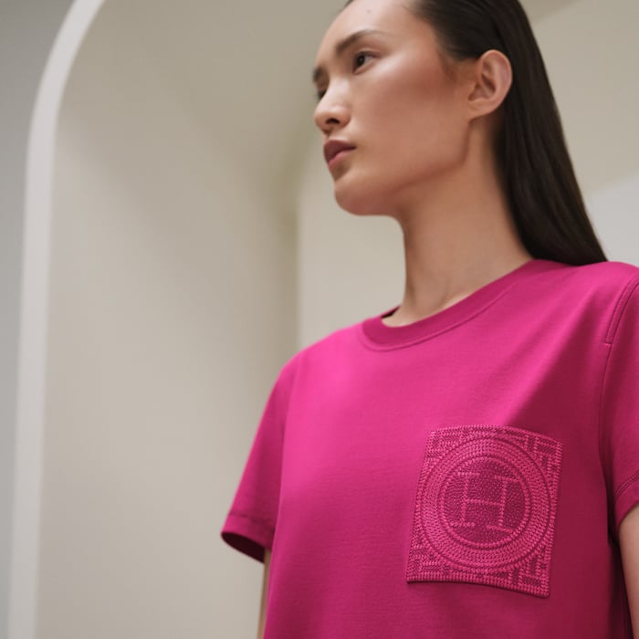 Rose Bougainvillier Embroidered Pocket Dress