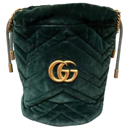 GG Marmont Chain Bucket velvet crossbody bag