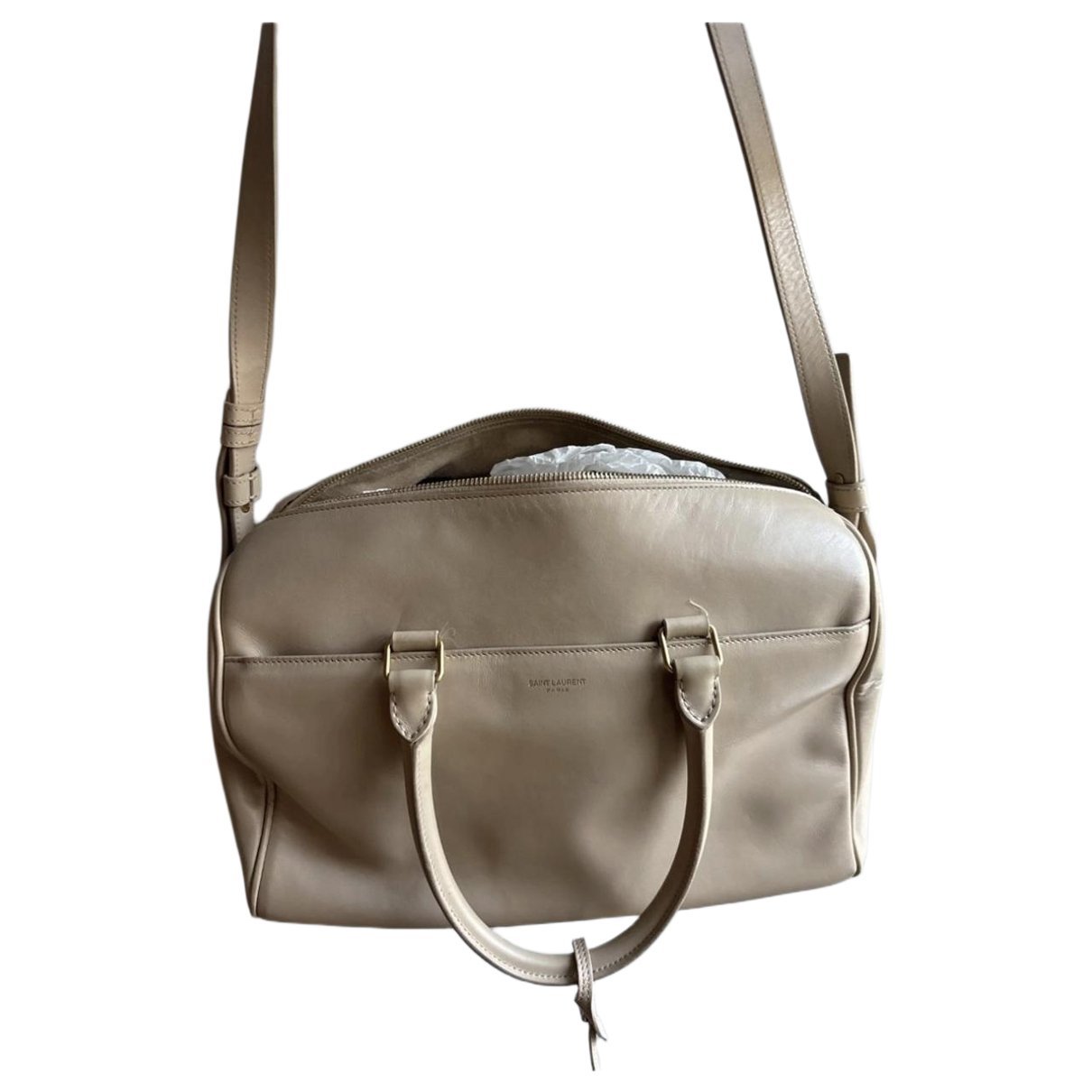 Duffle leather handbag