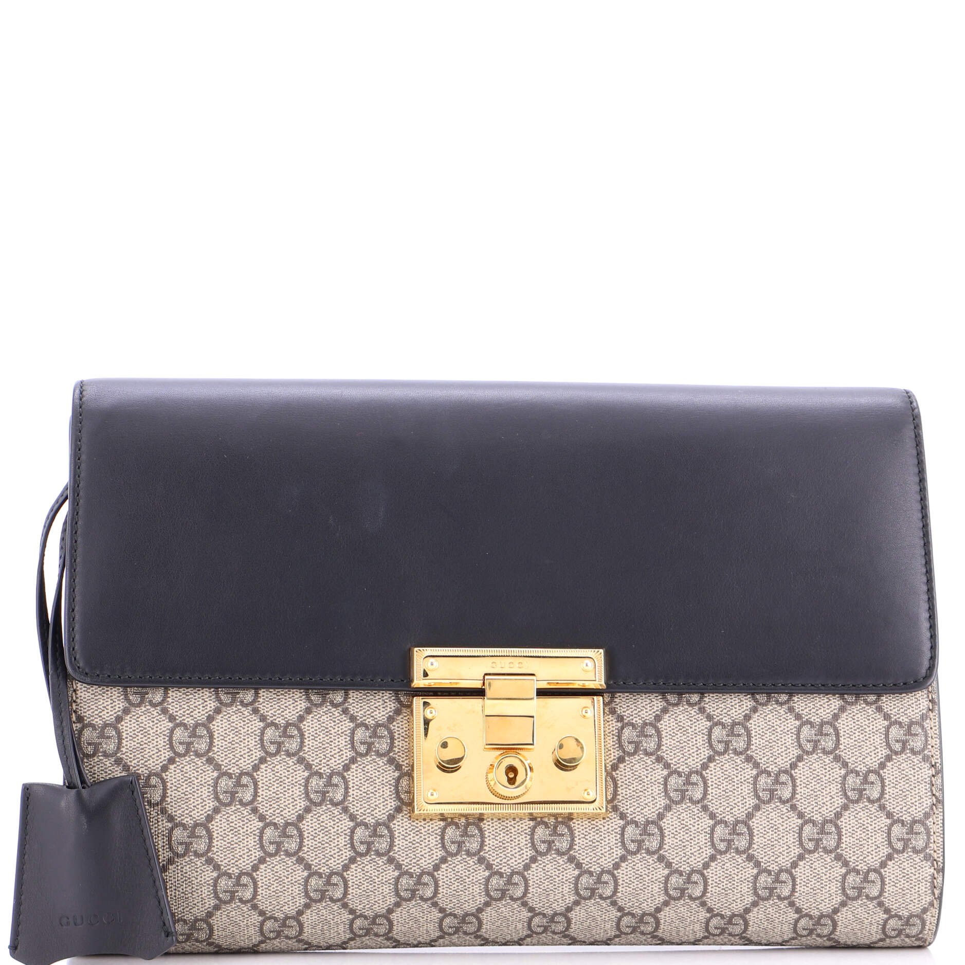 Gucci Padlock Clutch GG Canvas and Leather Large