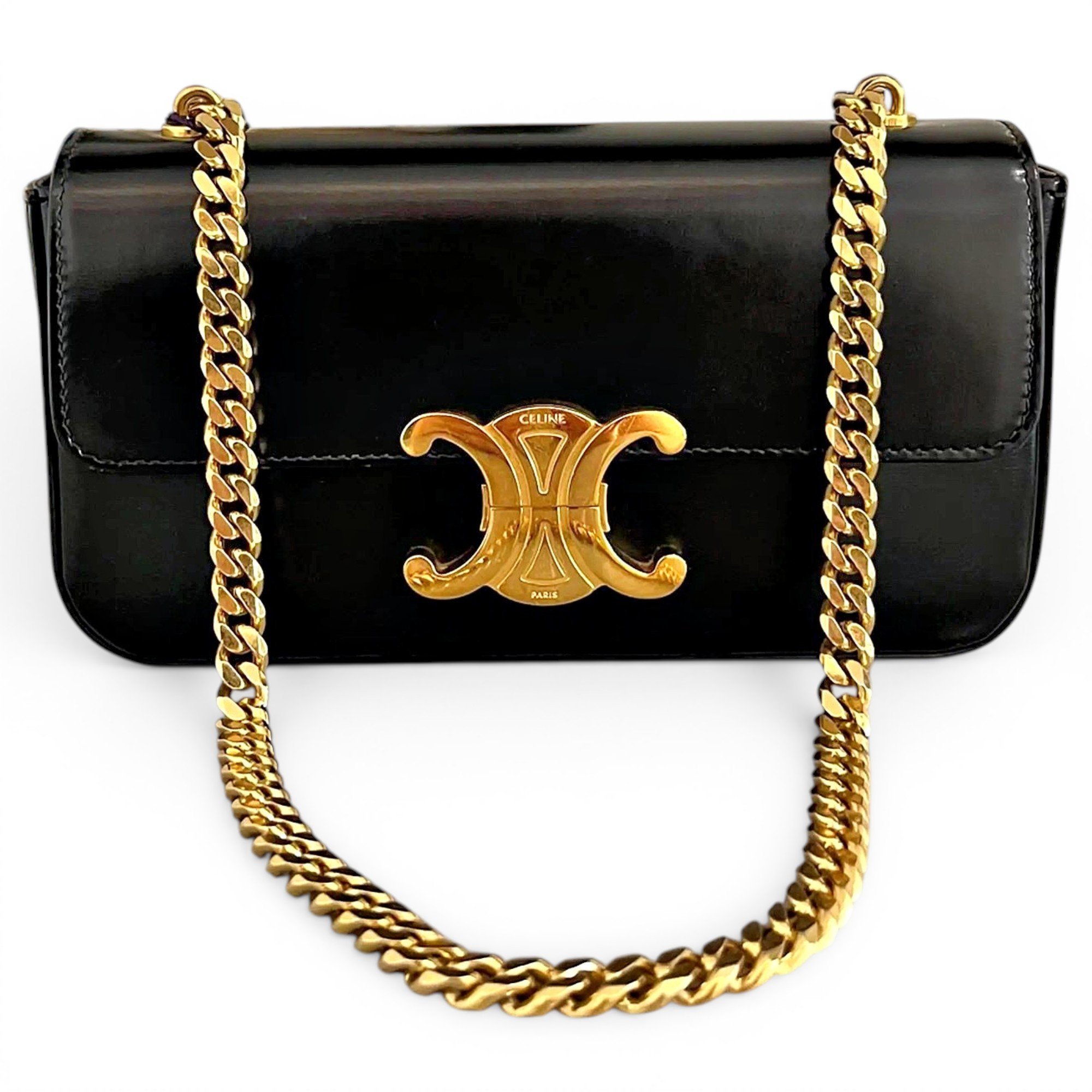 Triomphe chain leather handbag