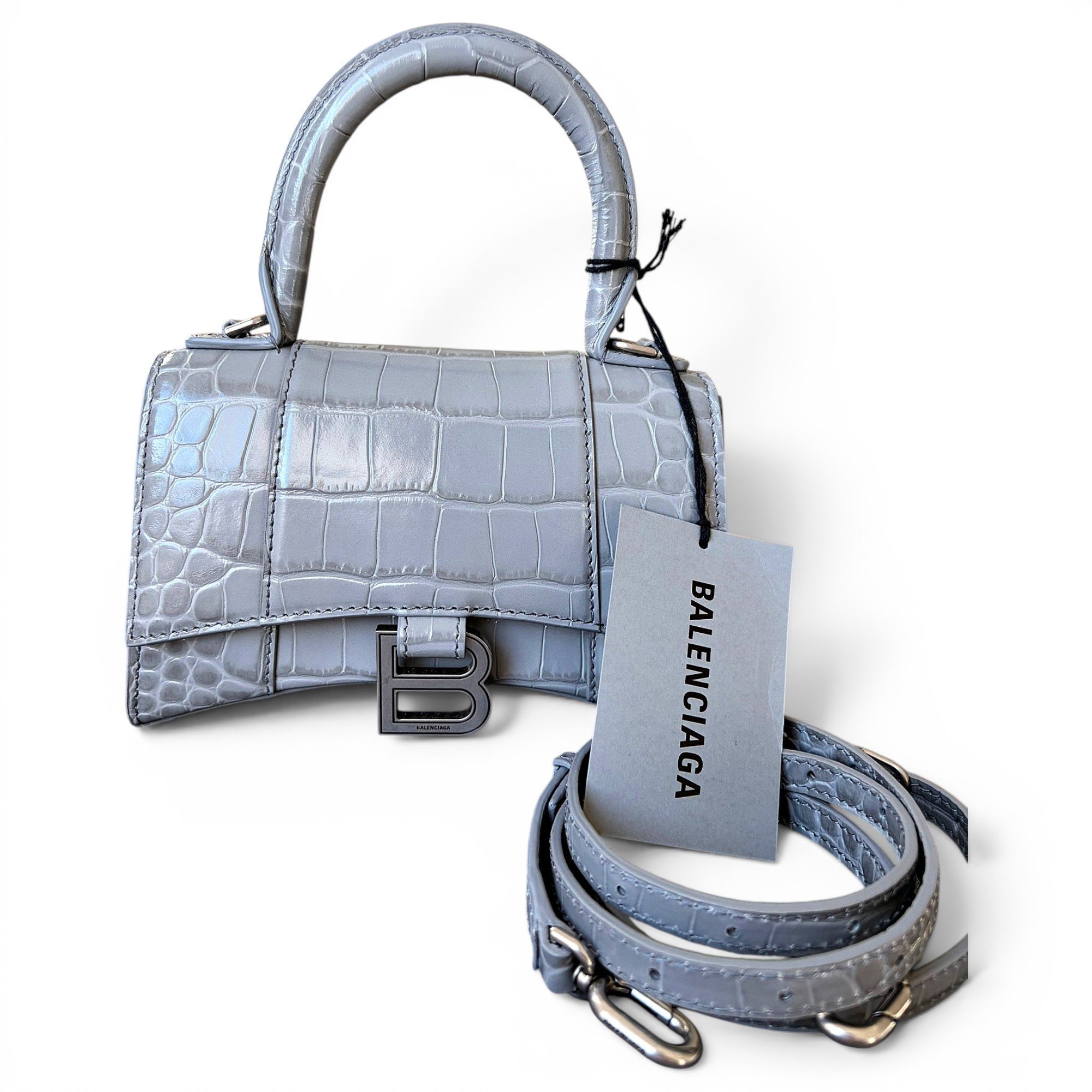 Hourglass leather handbag