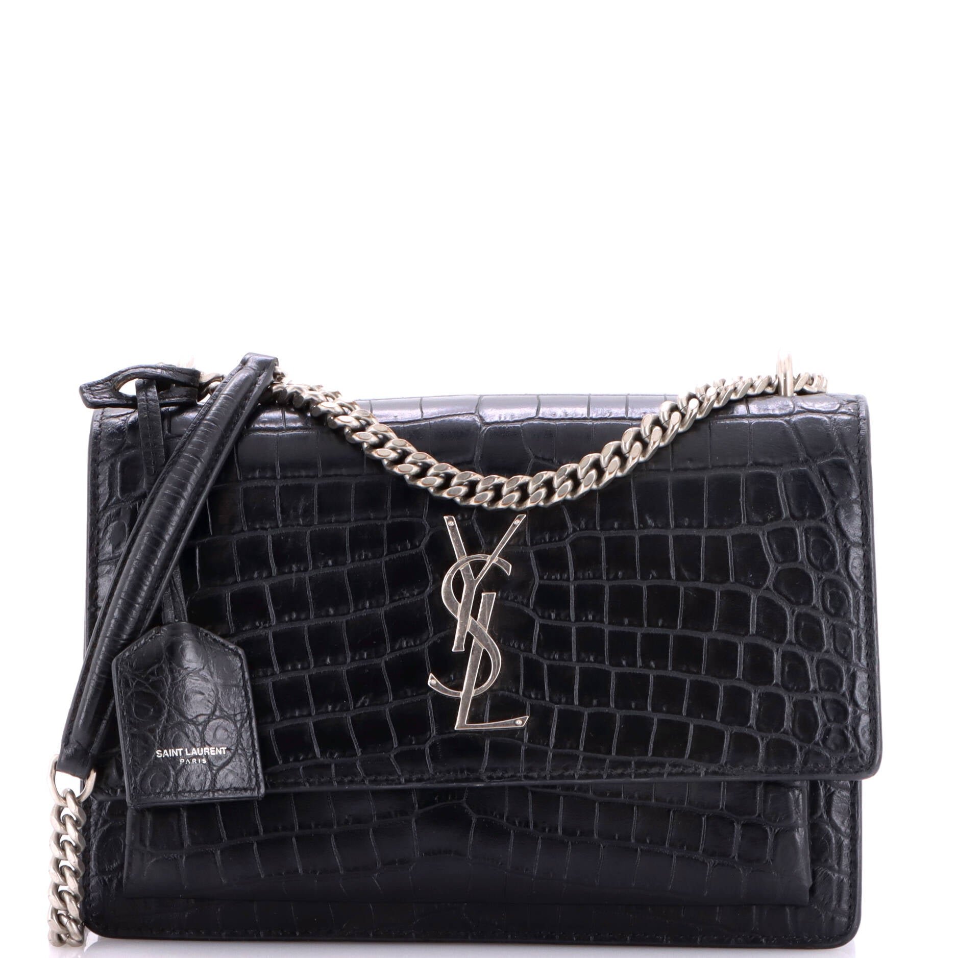 Sunset Crossbody Bag Crocodile Embossed Leather Medium