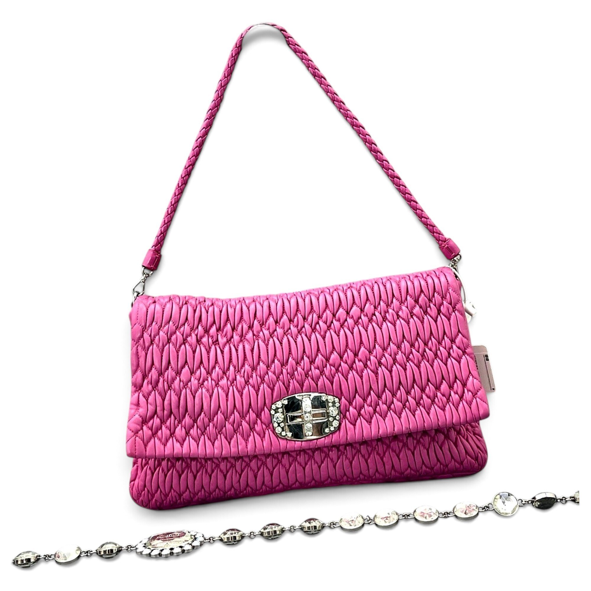 Miu Crystal leather handbag