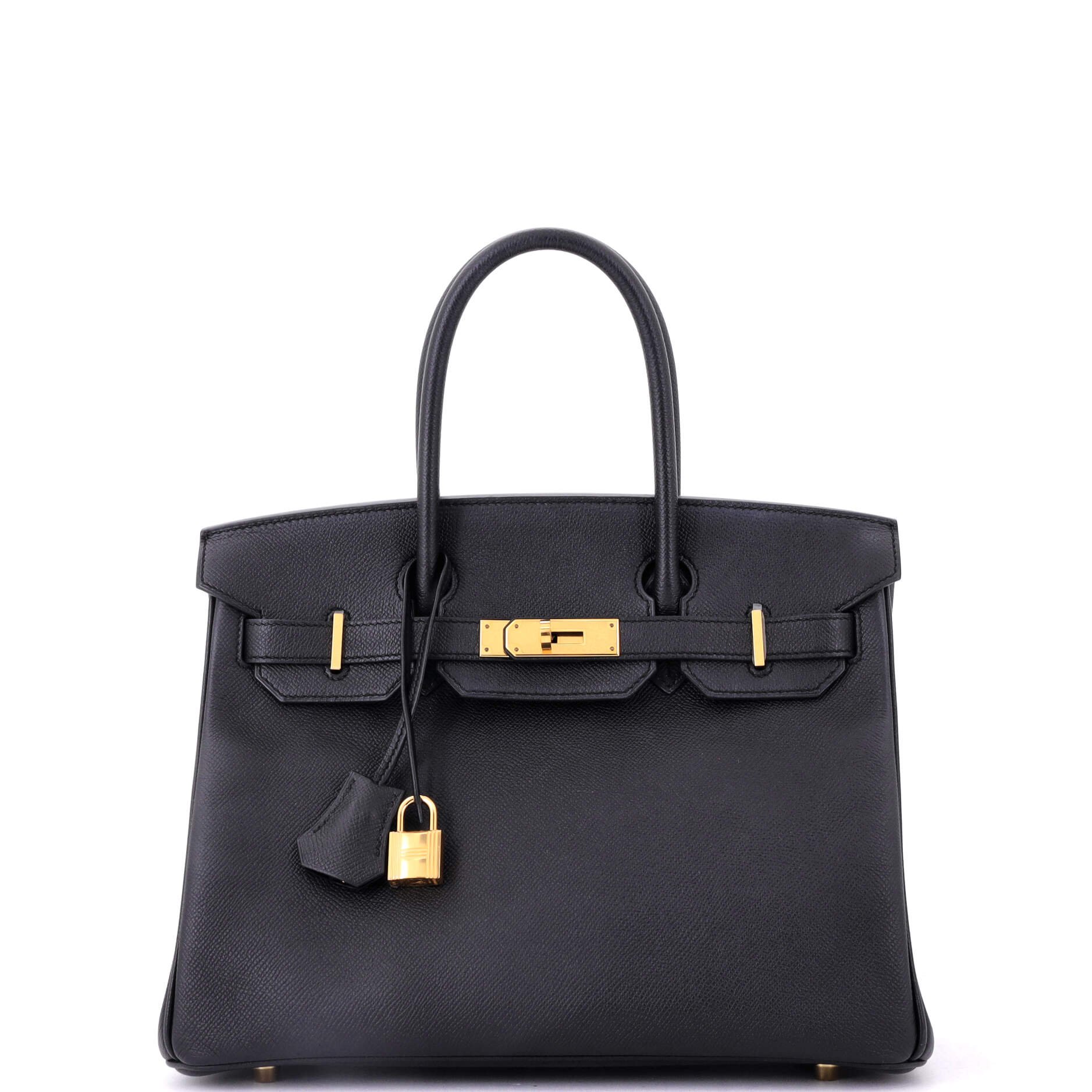 Hermes Birkin Handbag Noir Epsom with Gold Hardware 30