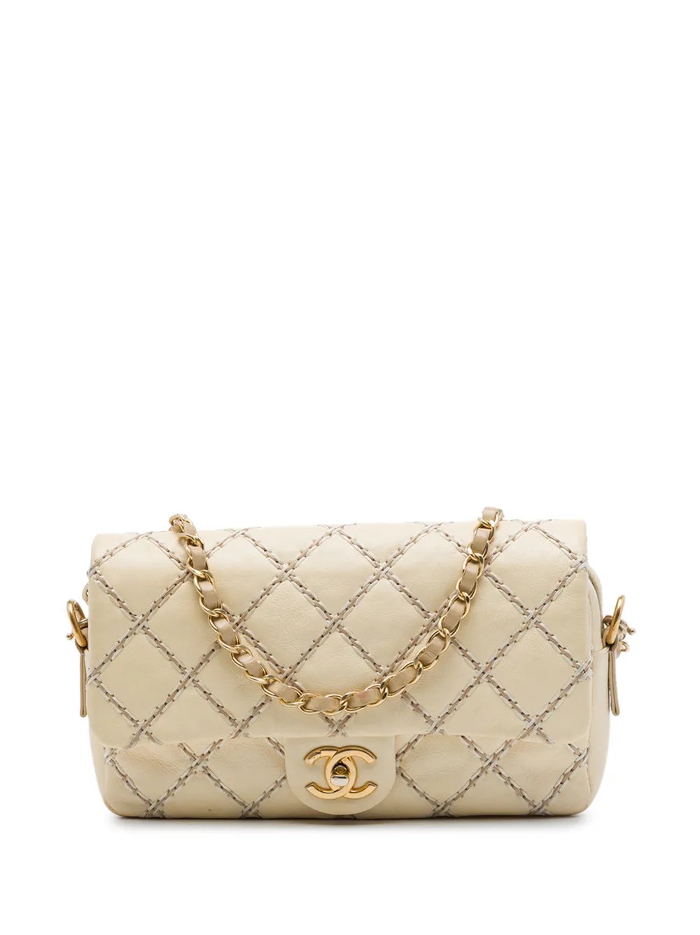 2014 CC Quilted Calfskin Wild Stitch Flap crossbody bag