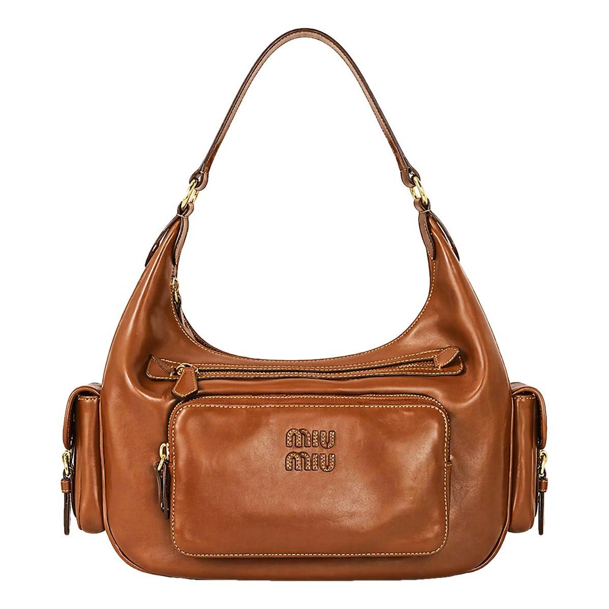 Pocket leather handbag