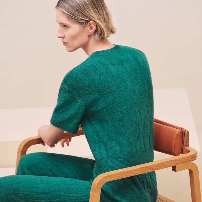 Vert Acanthe "H" Short-sleeve Sweater
