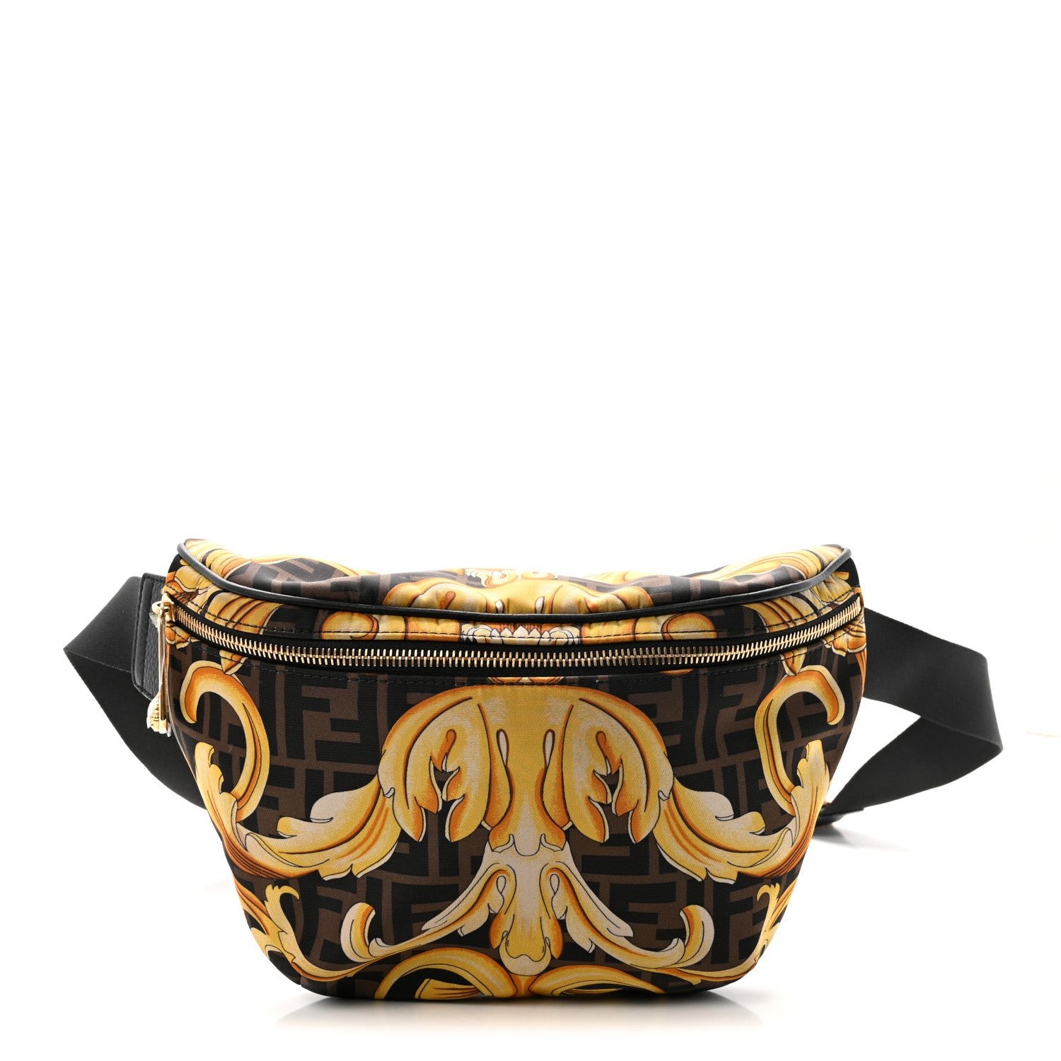Fendi X VERSACE Nylon Cuoio Romano Fendace FF Baroque Belt Bag Black Gold