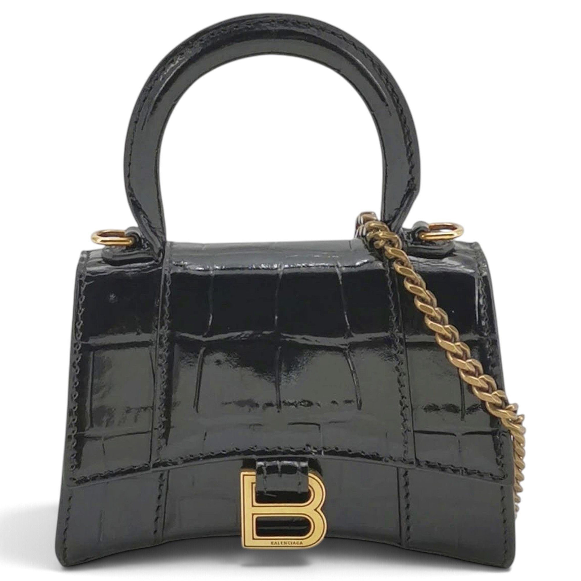 Hourglass leather handbag