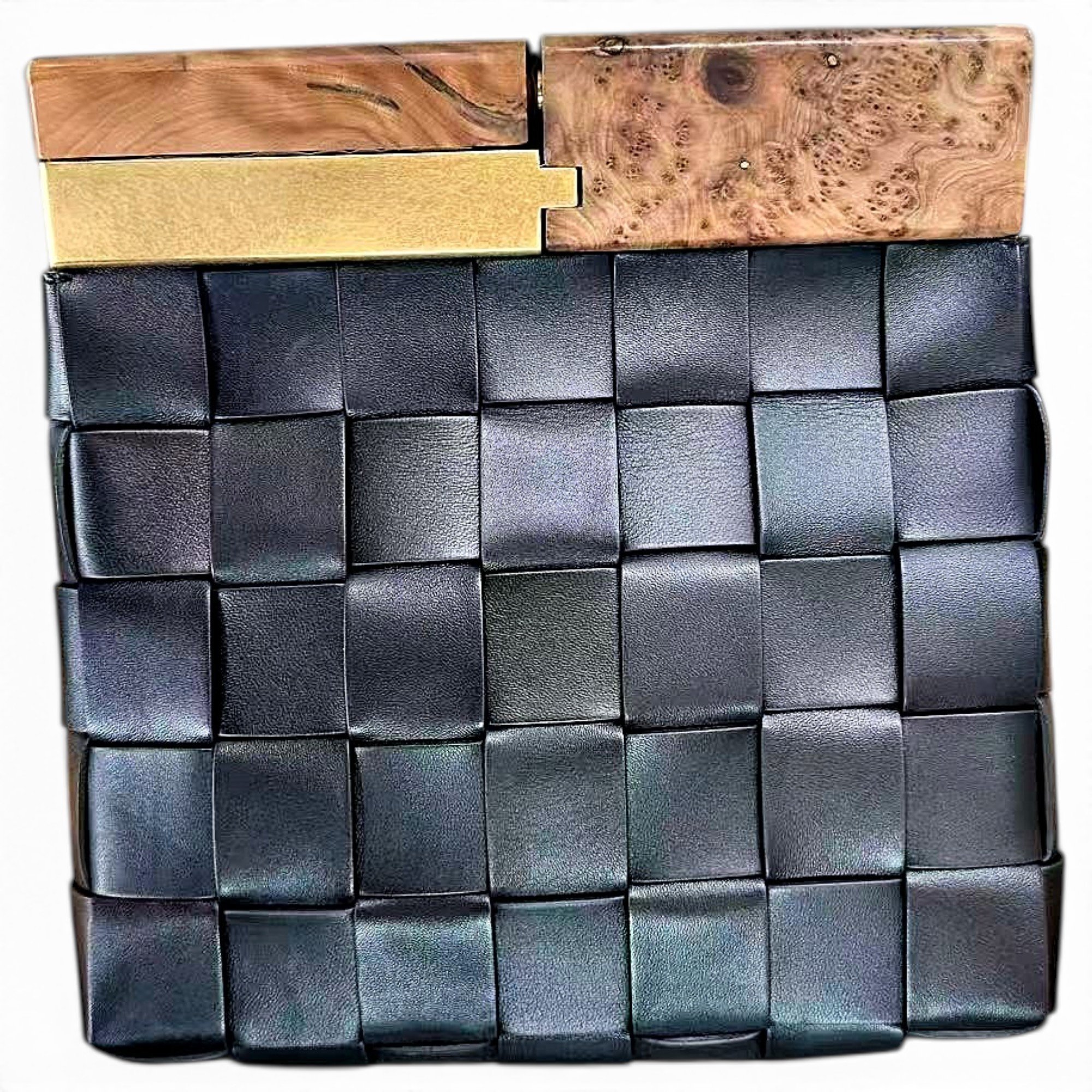Snap leather clutch bag