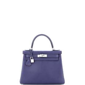 Hermes Kelly Handbag Verso Evercolor with Palladium Hardware 28