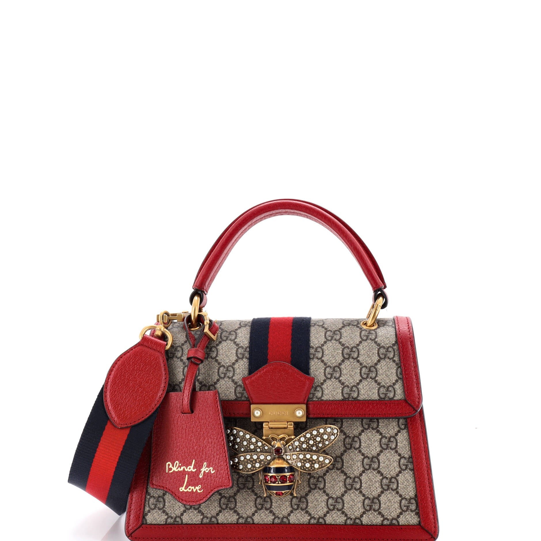 Queen Margaret Top Handle Bag GG Coated Canvas with Leather Small