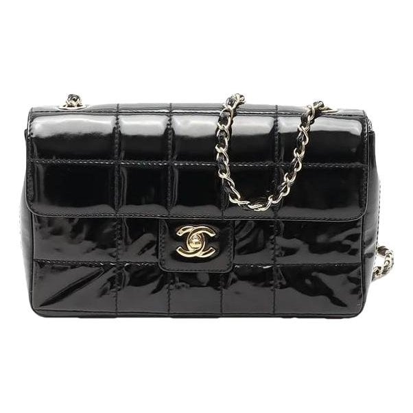 East West Chocolate Bar patent leather handbag