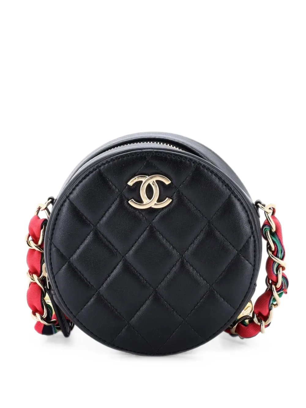 Ribbon Round With Chain Quilted Lambskin clutch bag