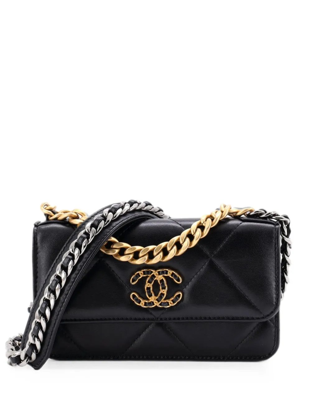 19 Flap Phone Holder with Chain Quilted Lambskin crossbody bag