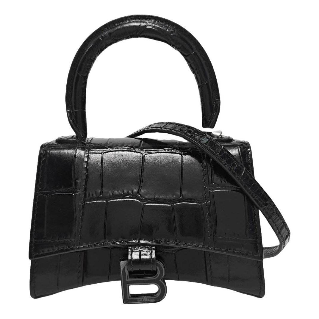 Hourglass leather handbag