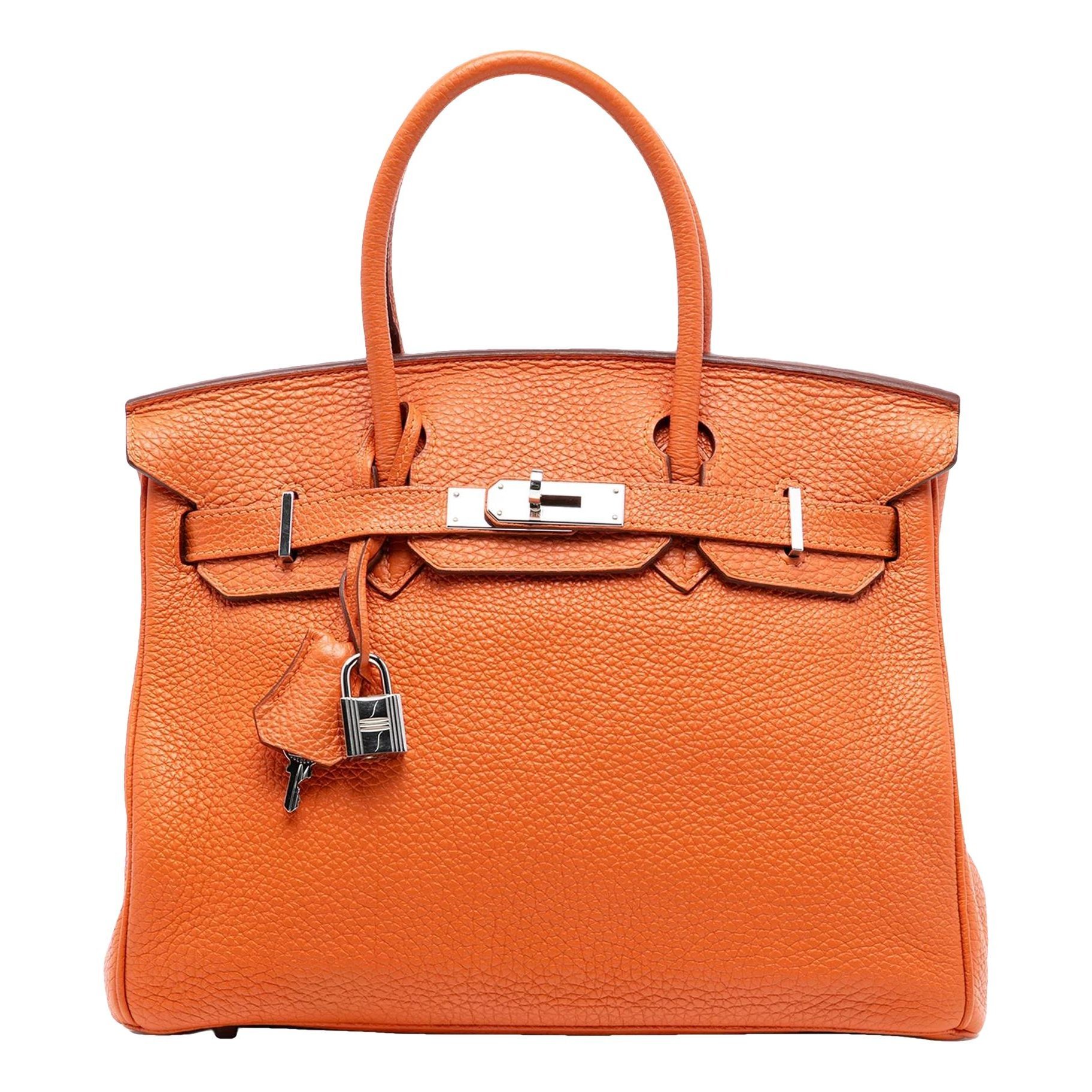 Hermes Birkin 30 Handbag Orange Togo Leather 2009