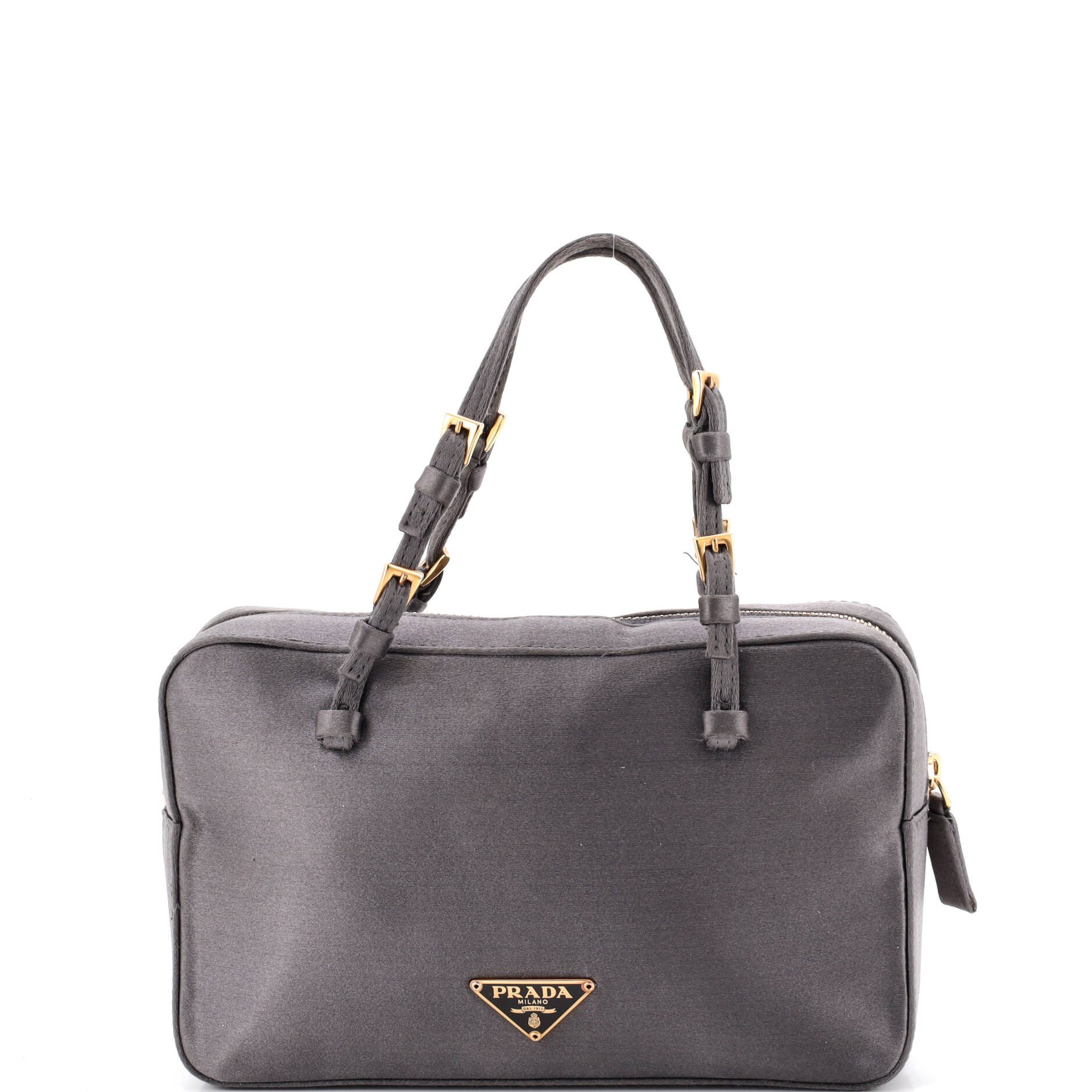 Triangle Logo Cerniera Top Handle Bag Satin