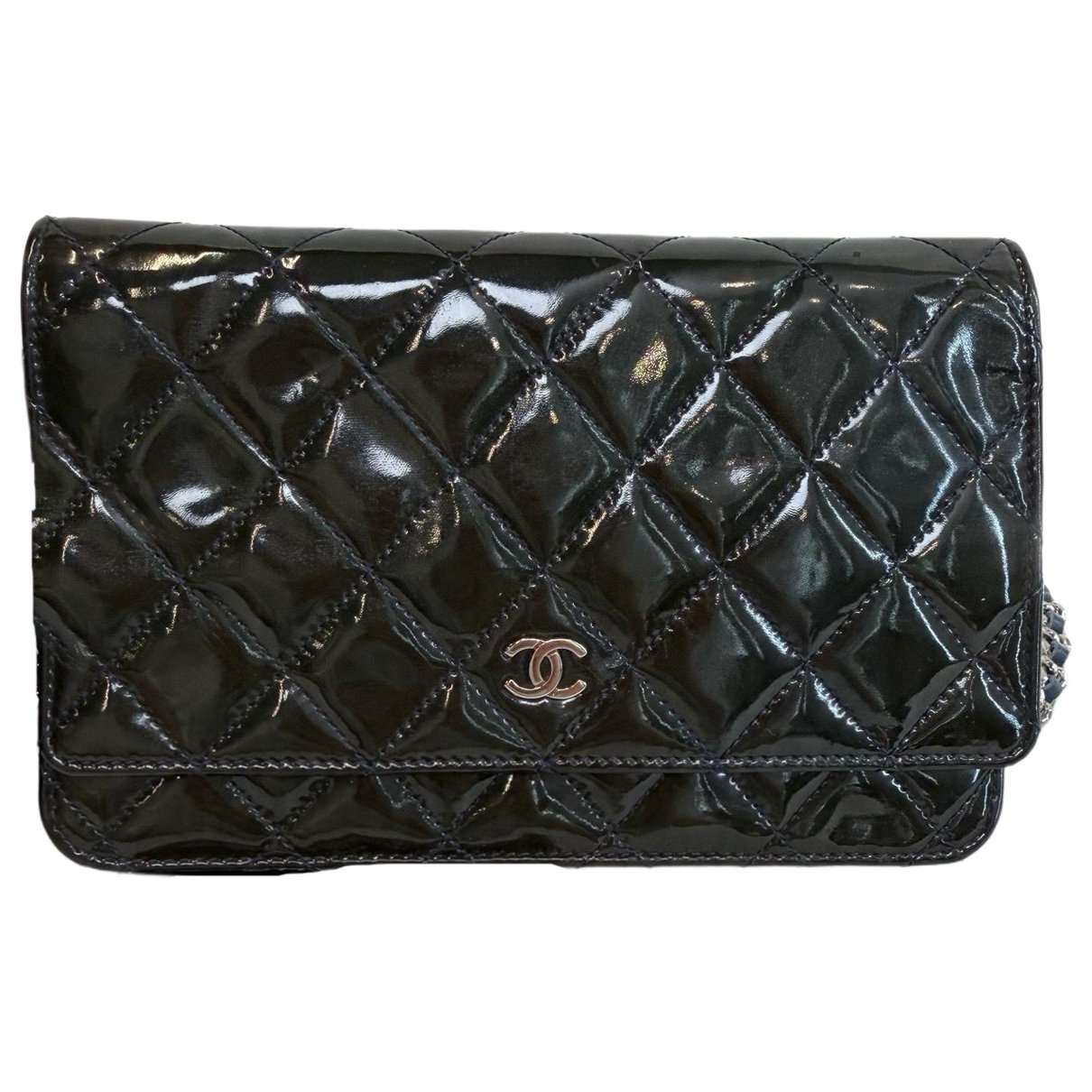 Trendy CC Wallet on Chain patent leather crossbody bag