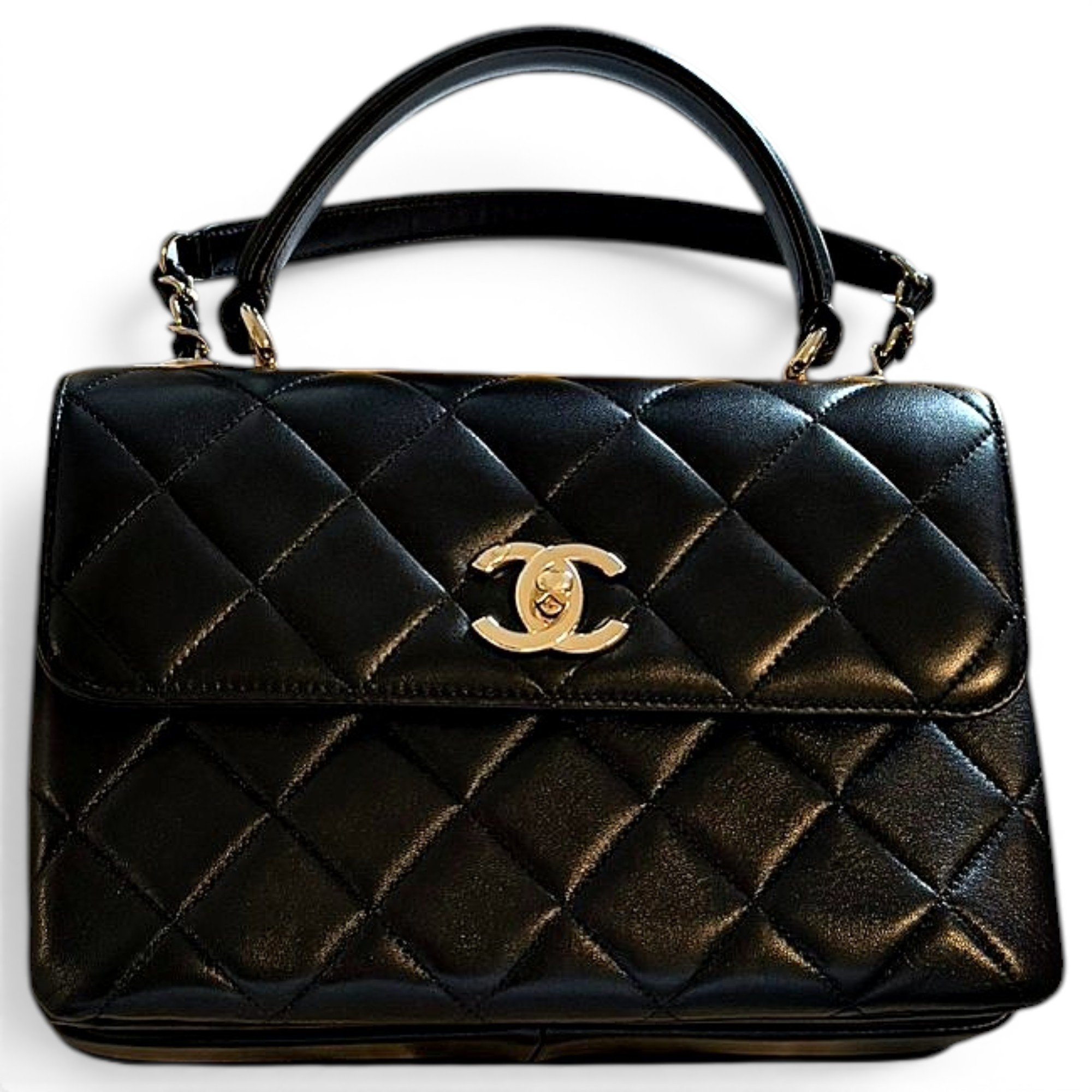 Trendy CC Top Handle leather handbag