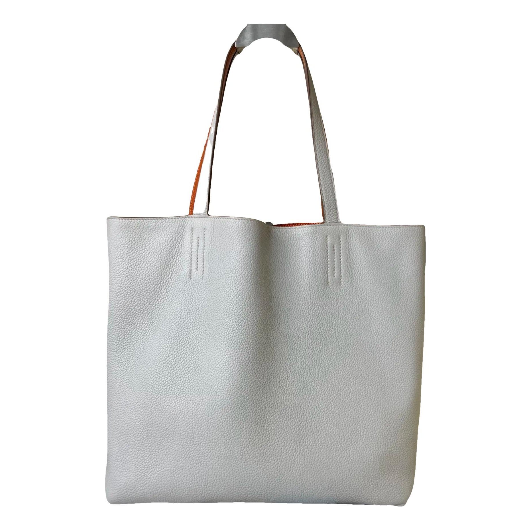 Double sens leather handbag