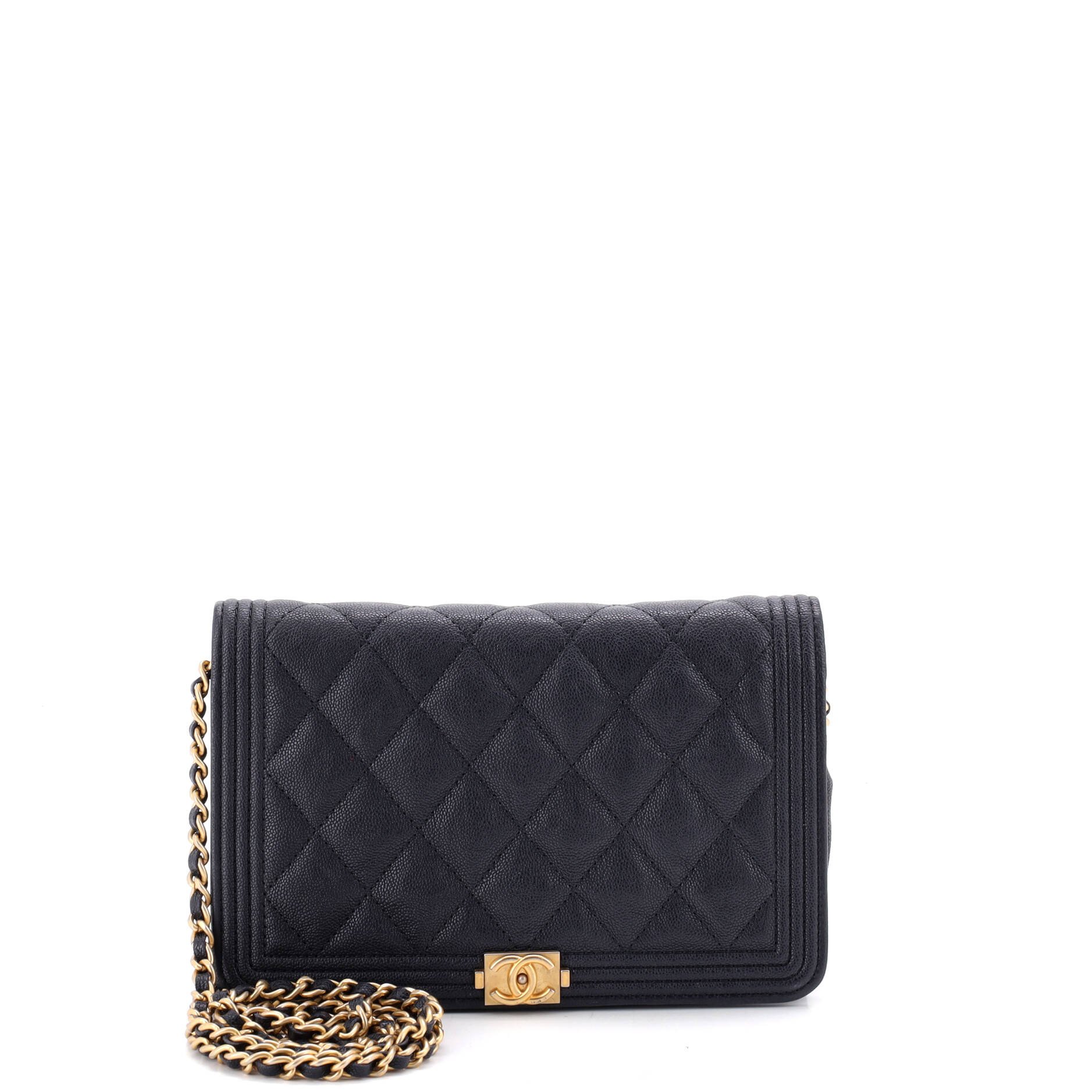 Boy Wallet on Chain Quilted Caviar