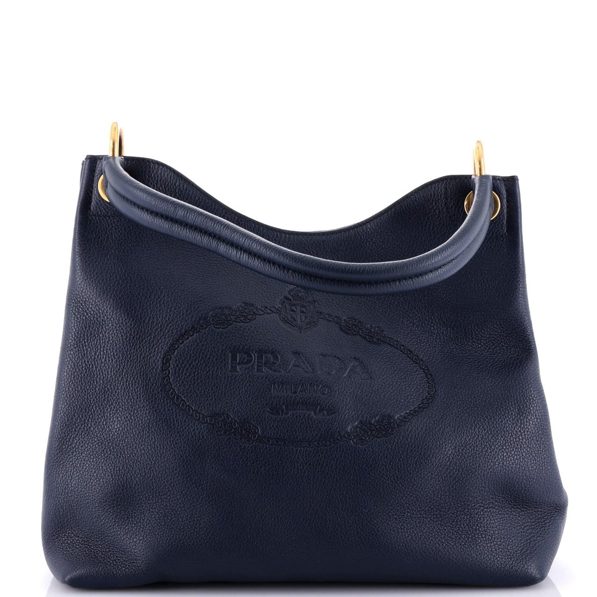 Prada Logo Hobo Embossed Vitello Daino Medium