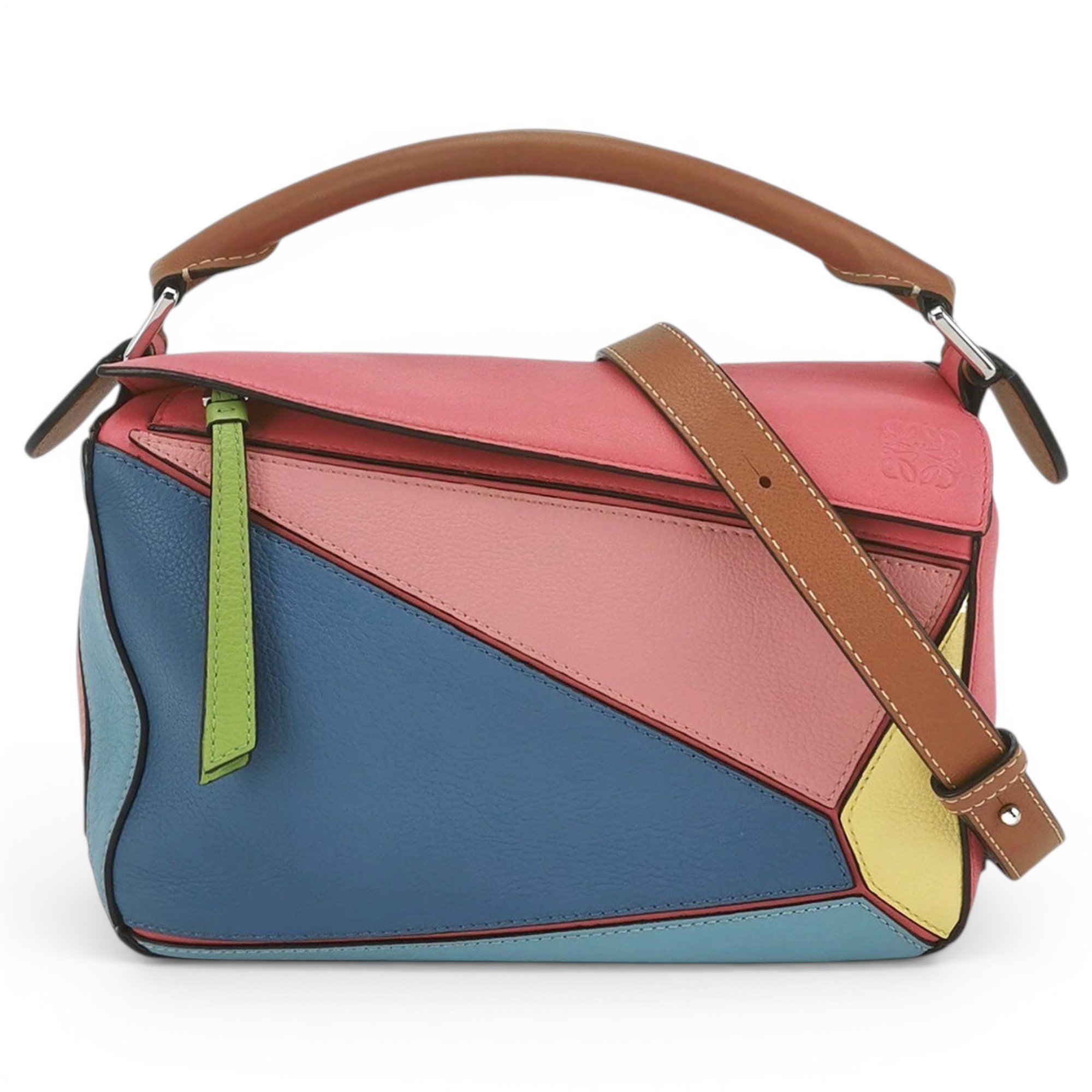 Puzzle leather handbag