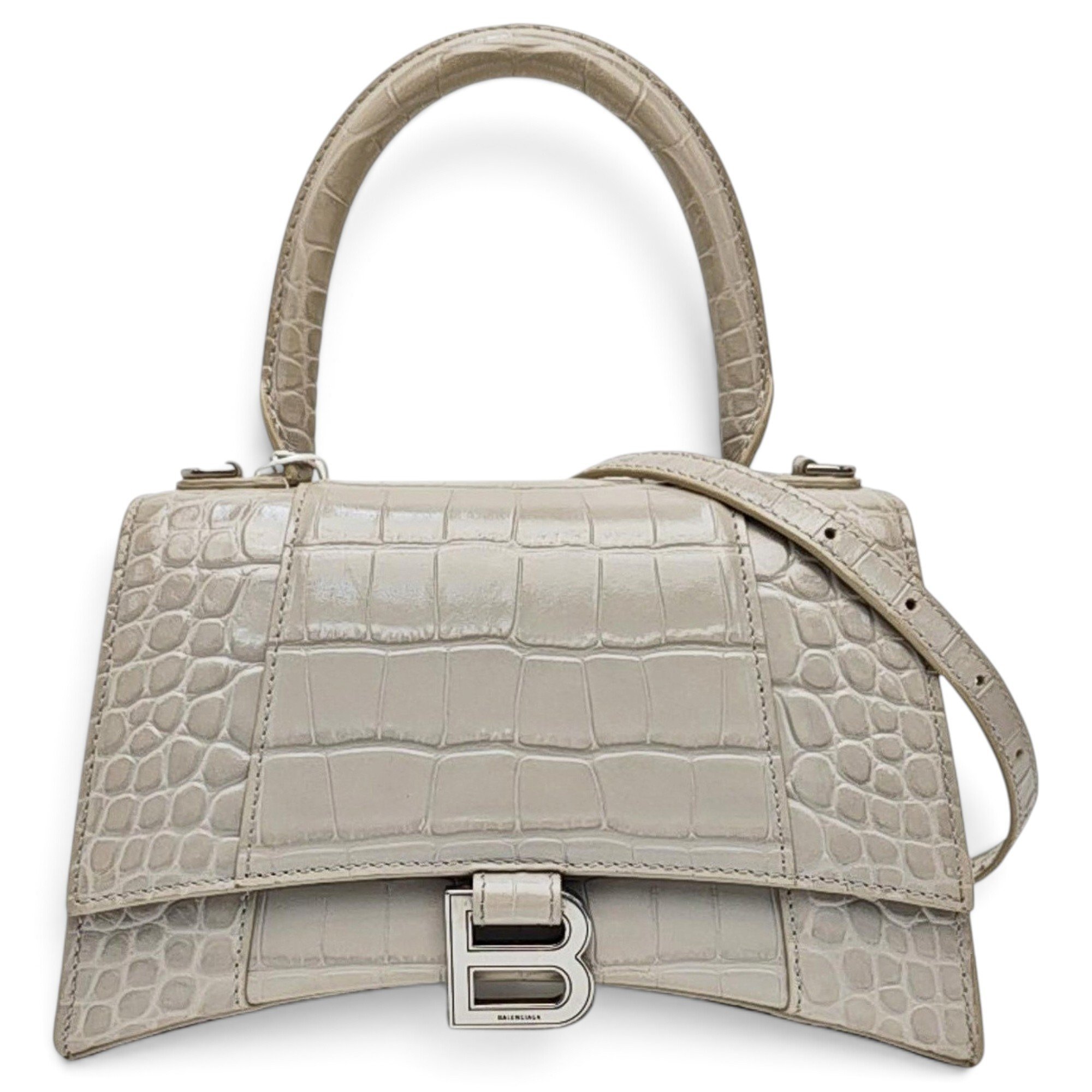 Hourglass leather handbag