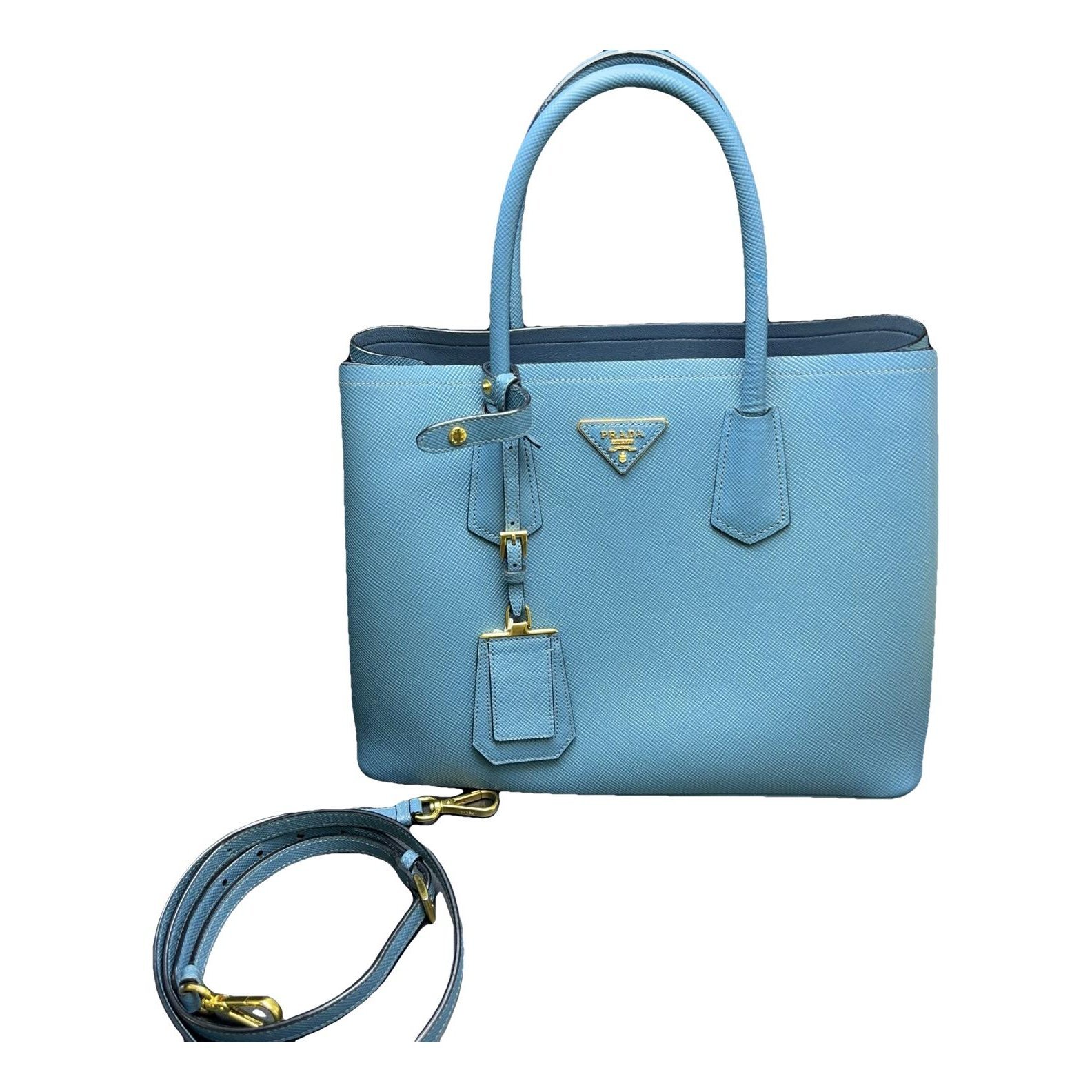 Double leather handbag