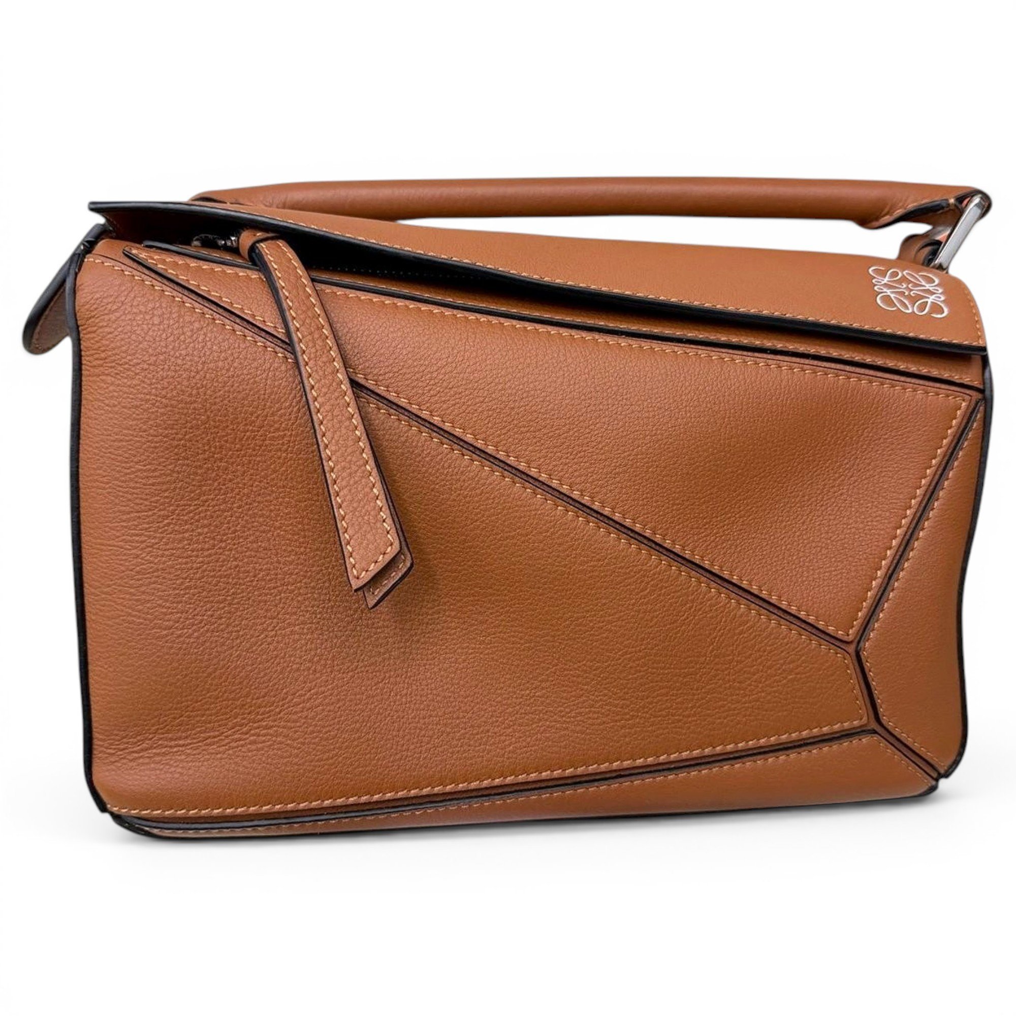 Puzzle leather handbag