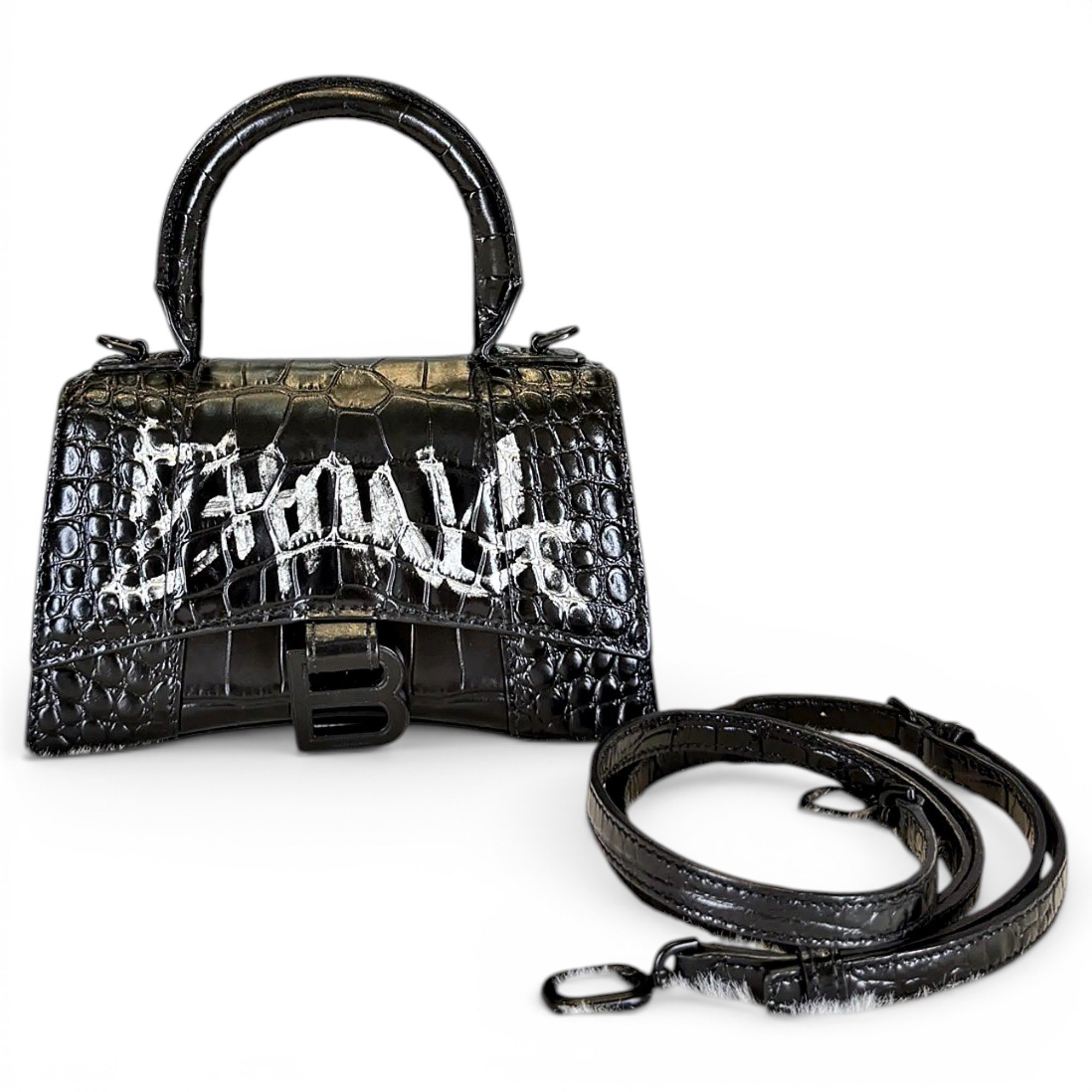 Hourglass leather crossbody bag