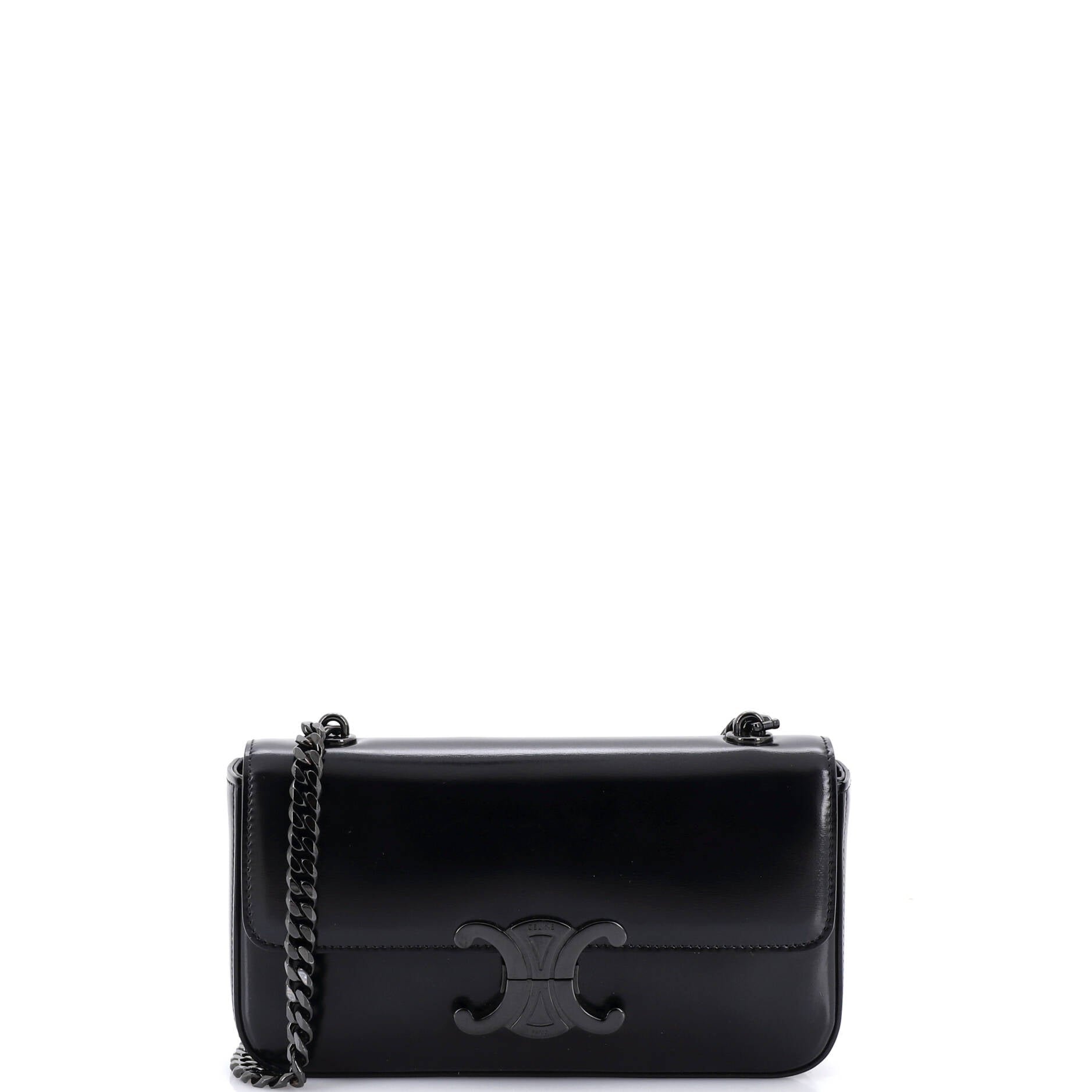 Triomphe Chain Shoulder Bag Leather Small