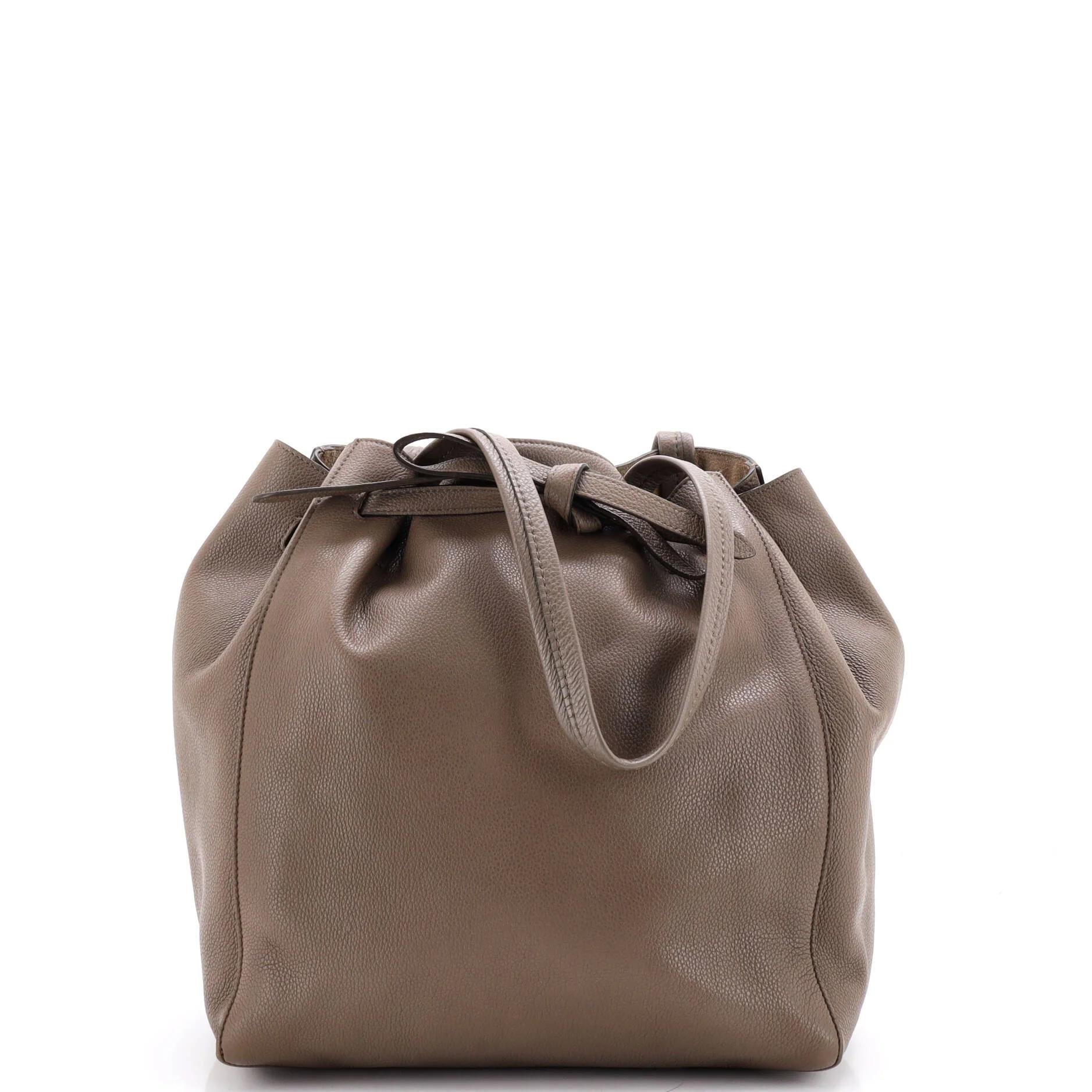 Tie leather tote